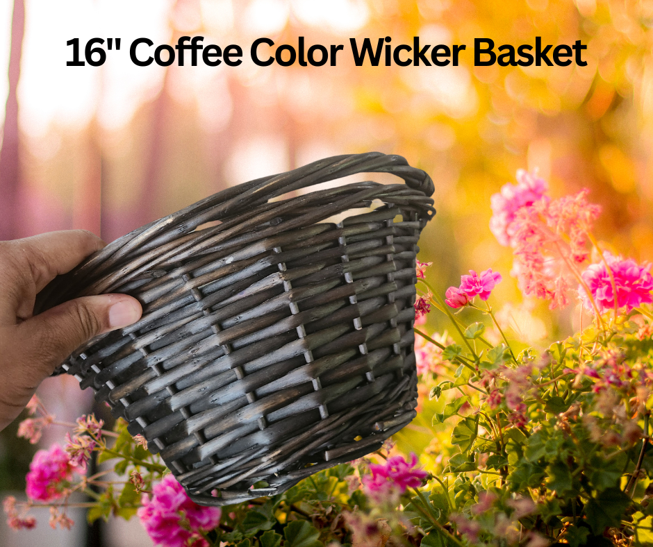16" Coffee Color Wicker Basket with Handles Will Make a nice Easter Basket