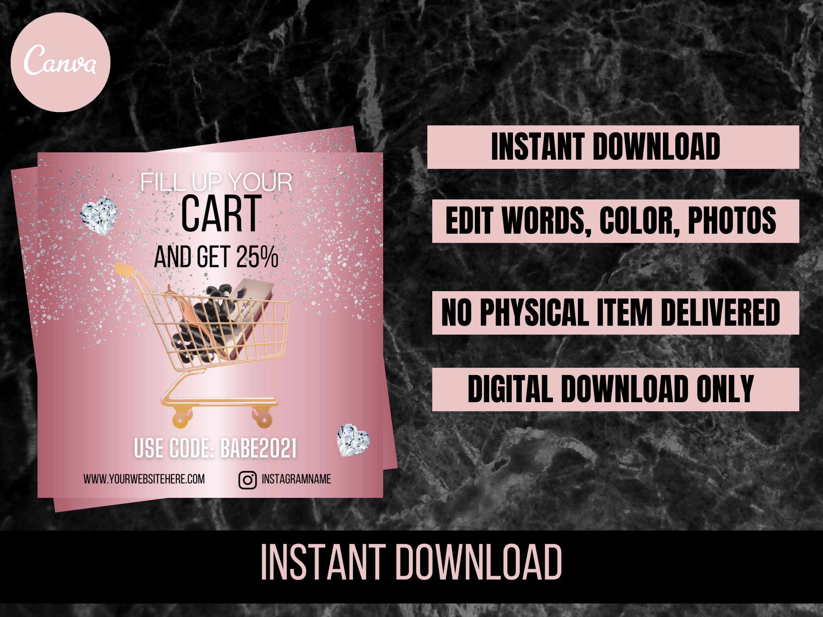 DIY  Flyer, Pink Flyer, shopping Flyer, Digital Template, Social Media Flyer