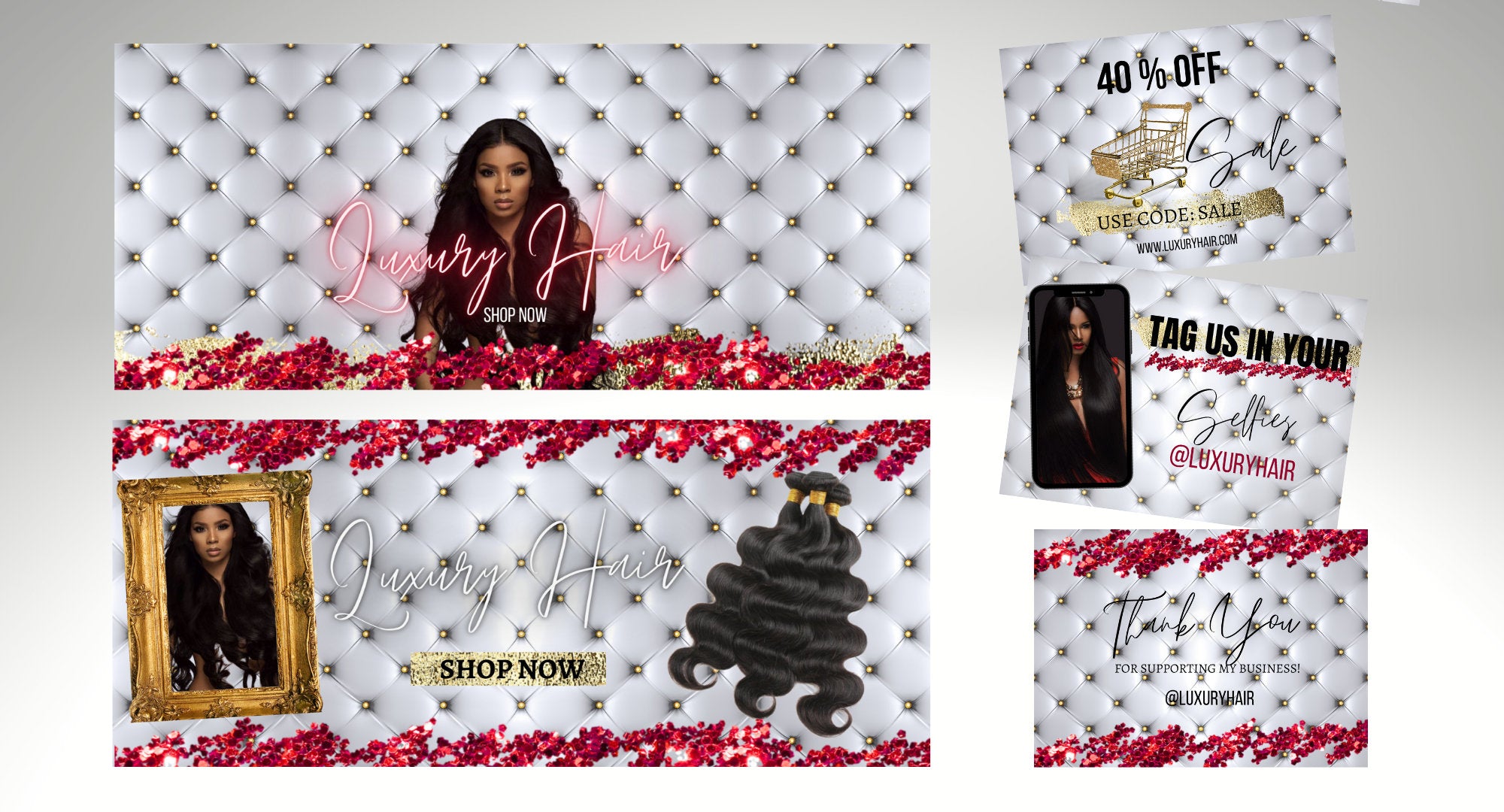 web Design Kit, Mini Web Banners, Social Media Flyer, Beauty business , Hair business