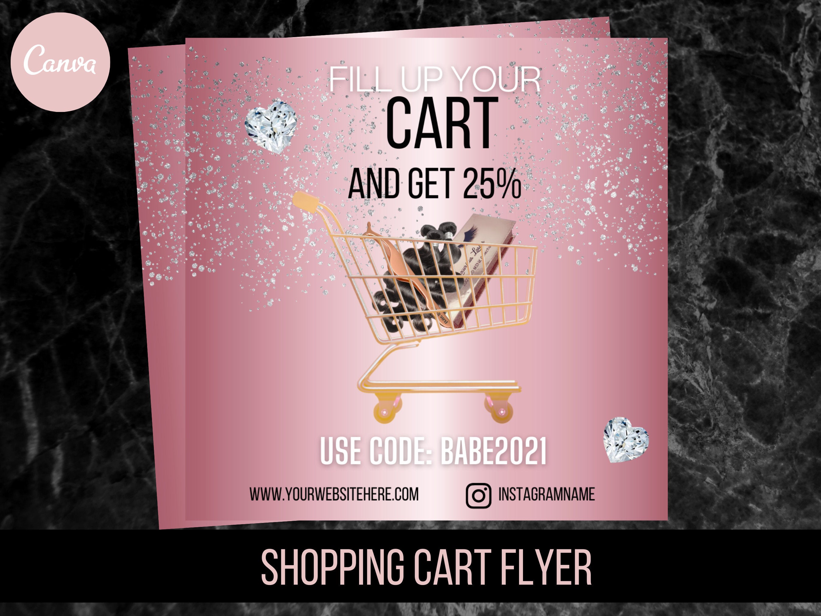 DIY  Flyer, Pink Flyer, shopping Flyer, Digital Template, Social Media Flyer