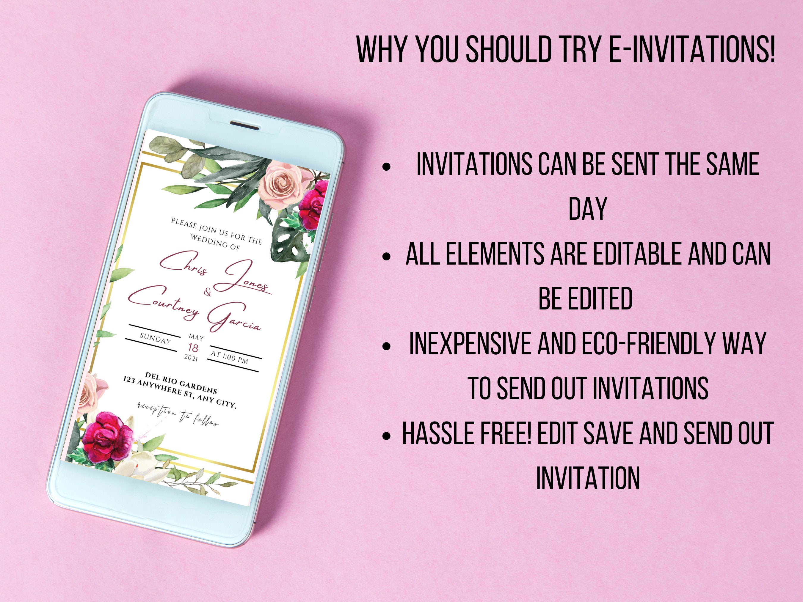 Wedding Invitation Digital, Wedding  Digital Invitation, Wedding Invite,  Electronic Invitation, iphone invite