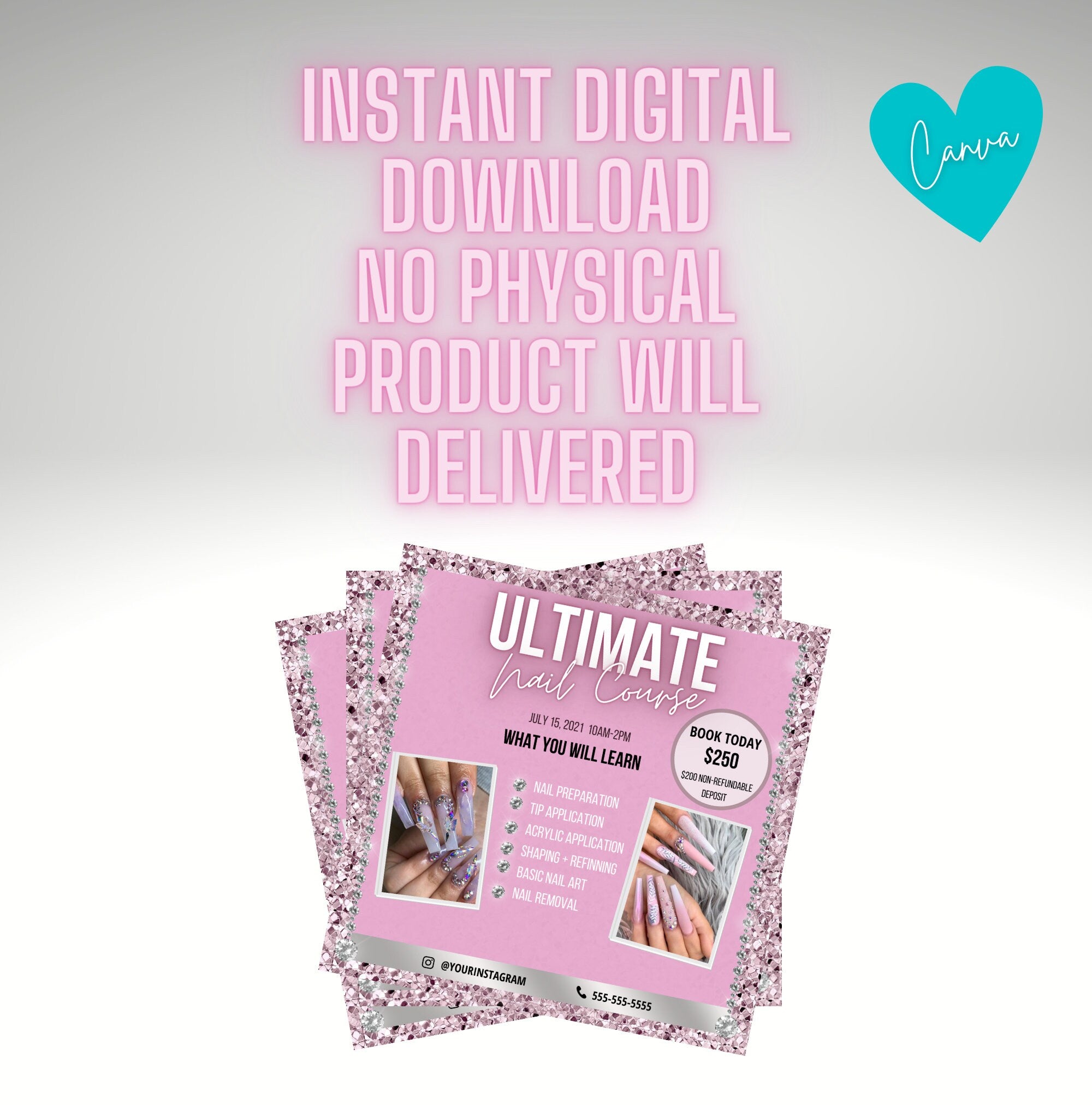 Social Media Flyer, Beauty Flyer, Nail Flyer, Pink Flyer