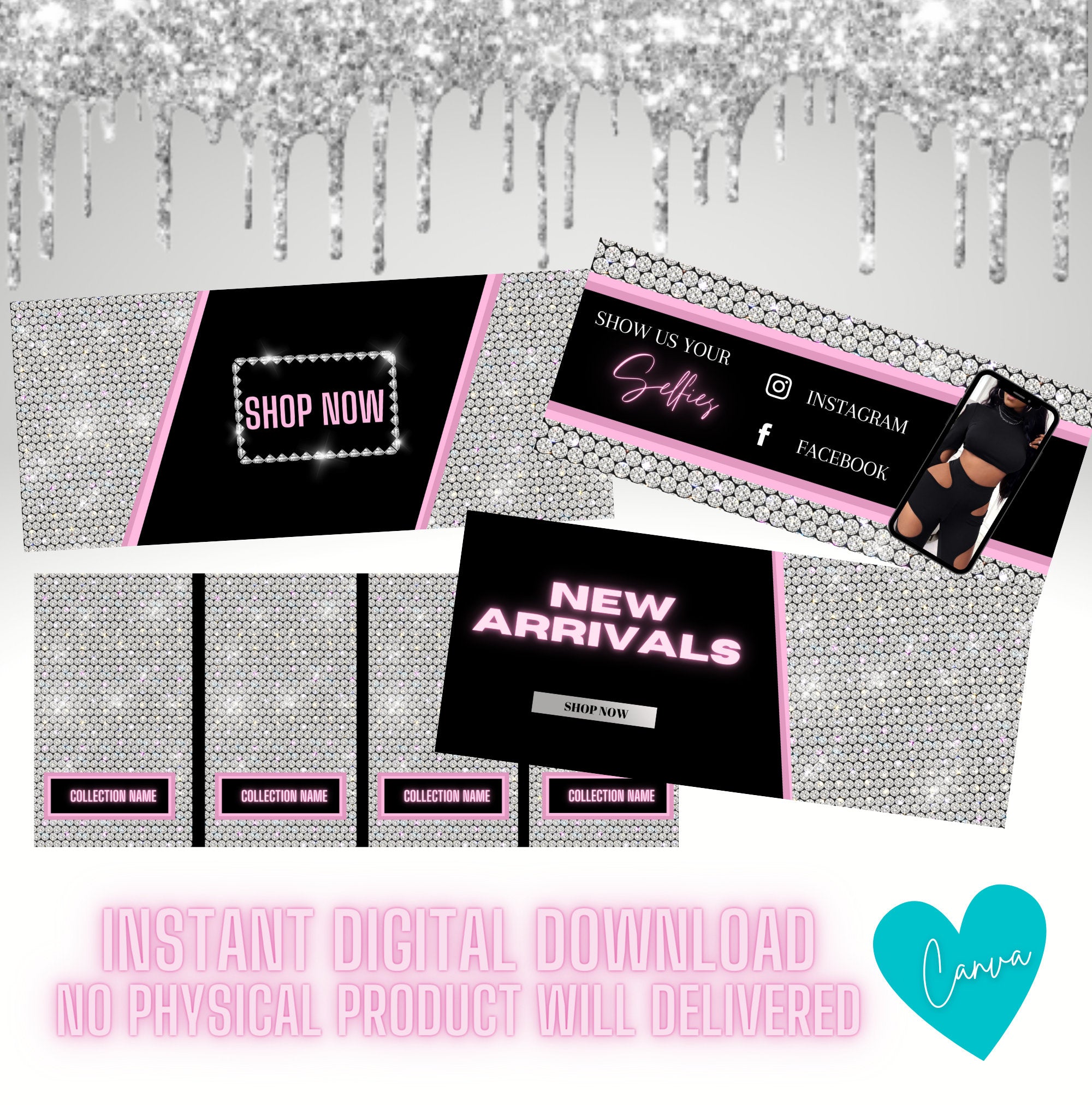 Glam Web Kit, Pink web kit, business website, shopify web site, wix website