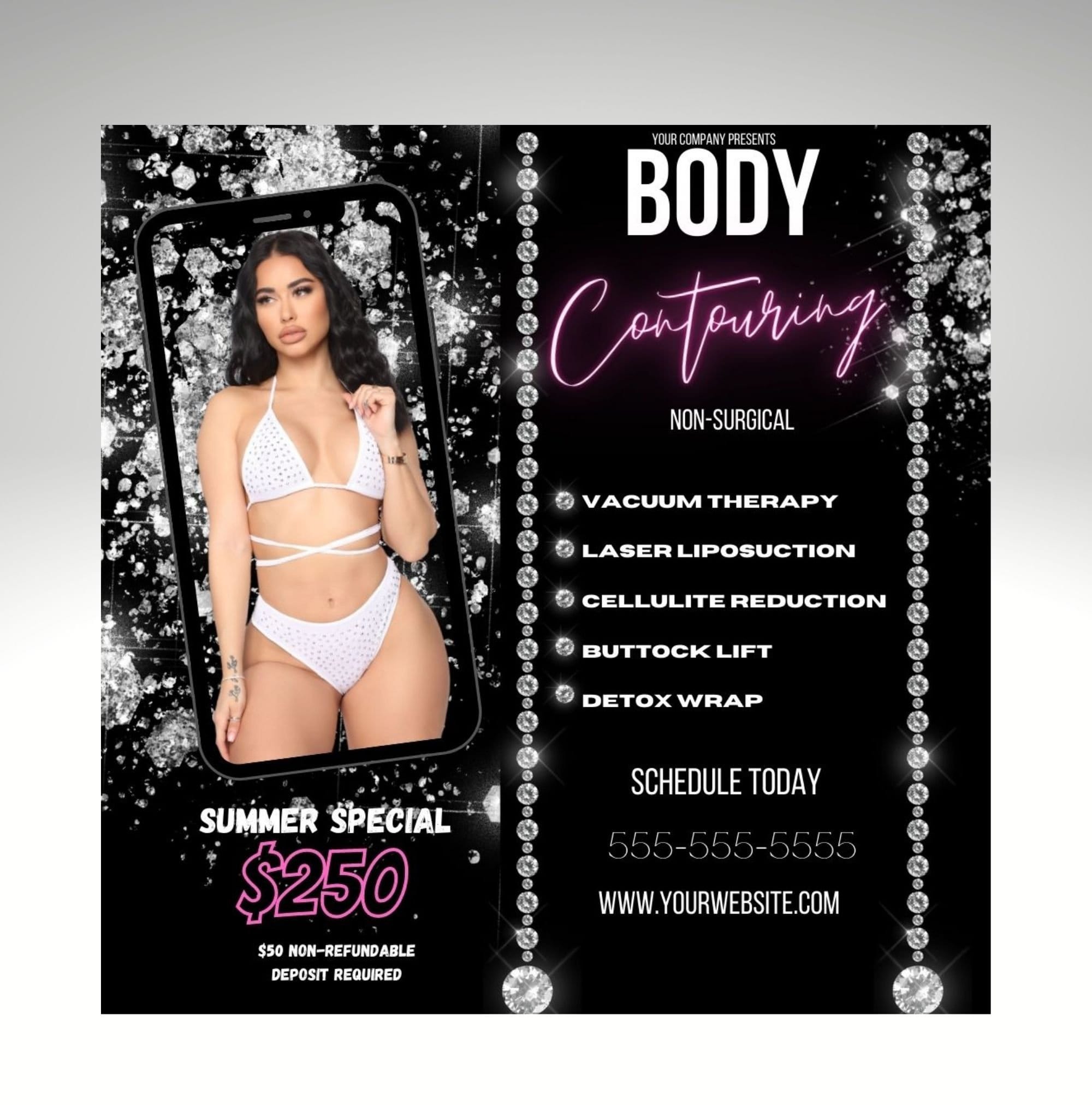 Body Contouring flyer, DIY, Edit Template, Canva Flyer, Body Contour , BBL flyer , Shapewear Flyer, Beauty Flyer