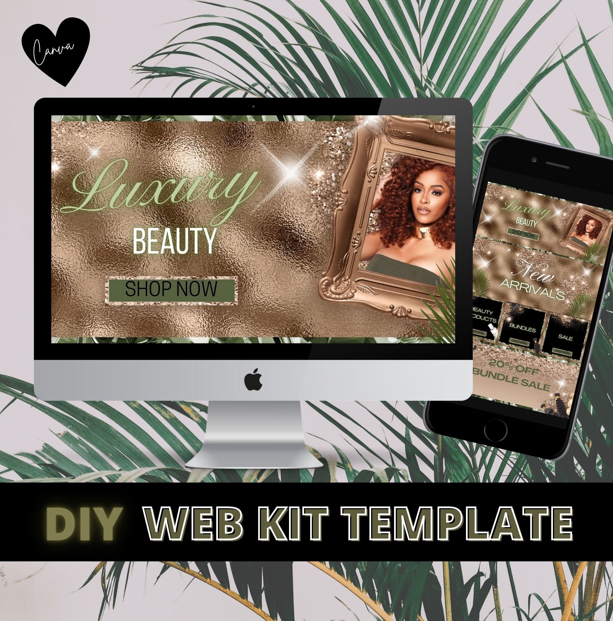 DIY web design kit, beauty website, boutique web site kit, wed design, Shopify, wix, website