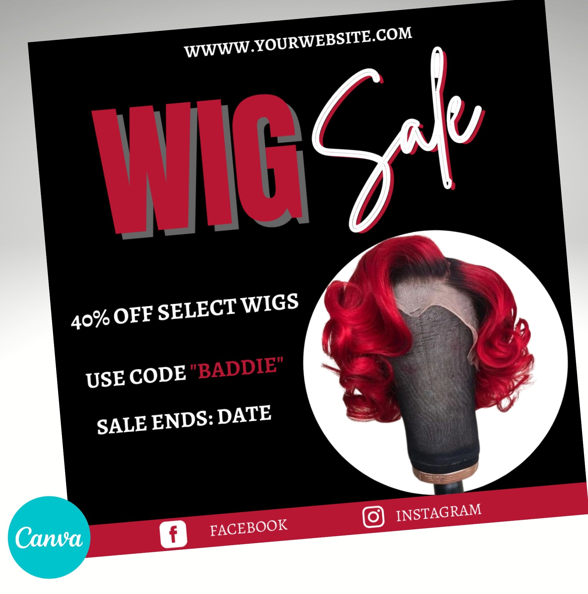 Wig Sale, Wig Flyer, Sale Flyer, Hair Stylist, Hair Flyer, Hair, Wig, Wig Template