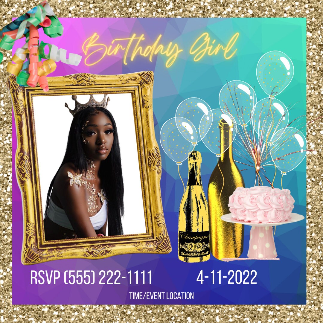 Birthday Flyer, Happy Hour, Celebration, Birthday Girl, Social Media Flyer, Credit Repair Flyer, Website flyer