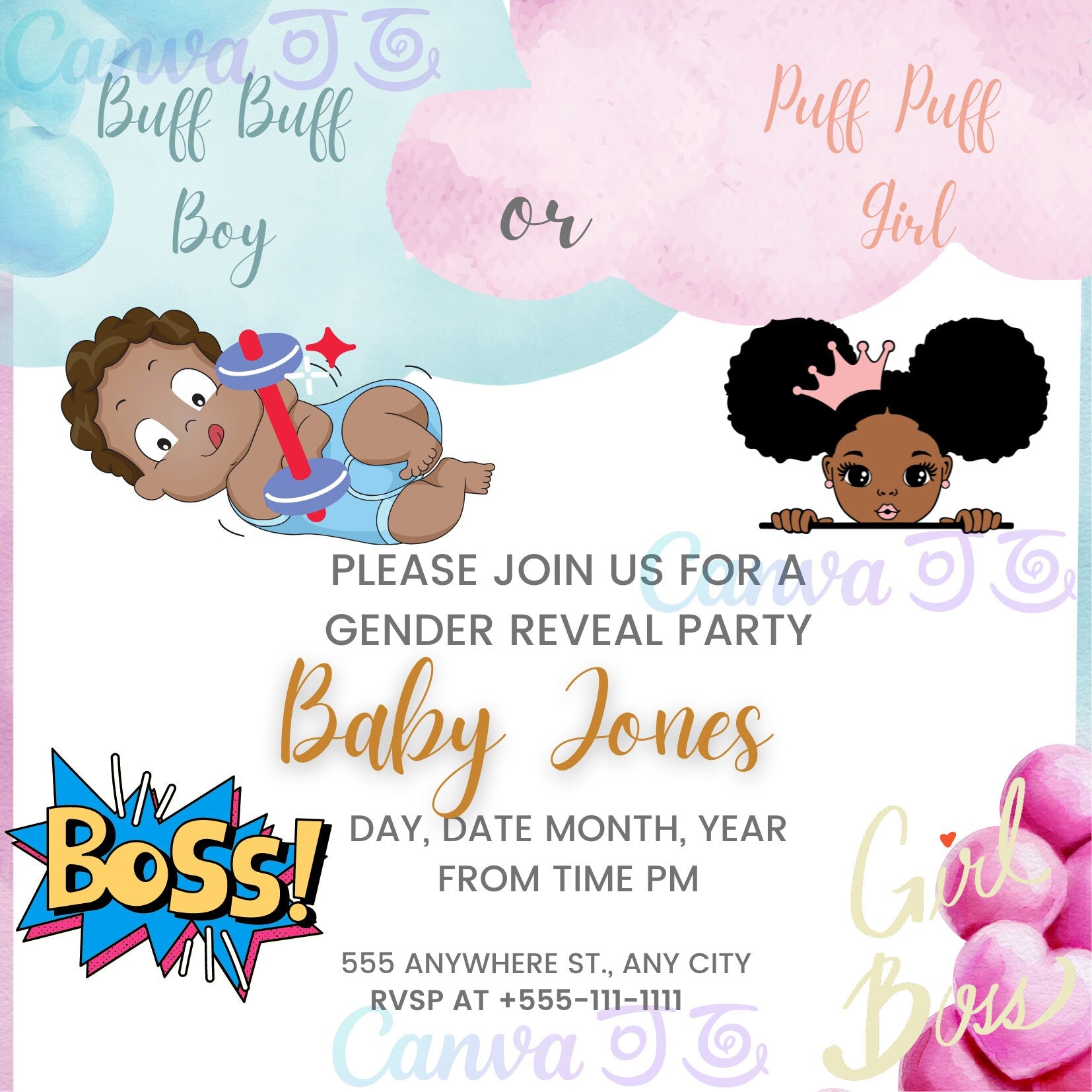 E-Vite Animated Social Media Invitation, Virtual, Gender Reveal Invitation, Boy or Girl flyer, Baby Invitation