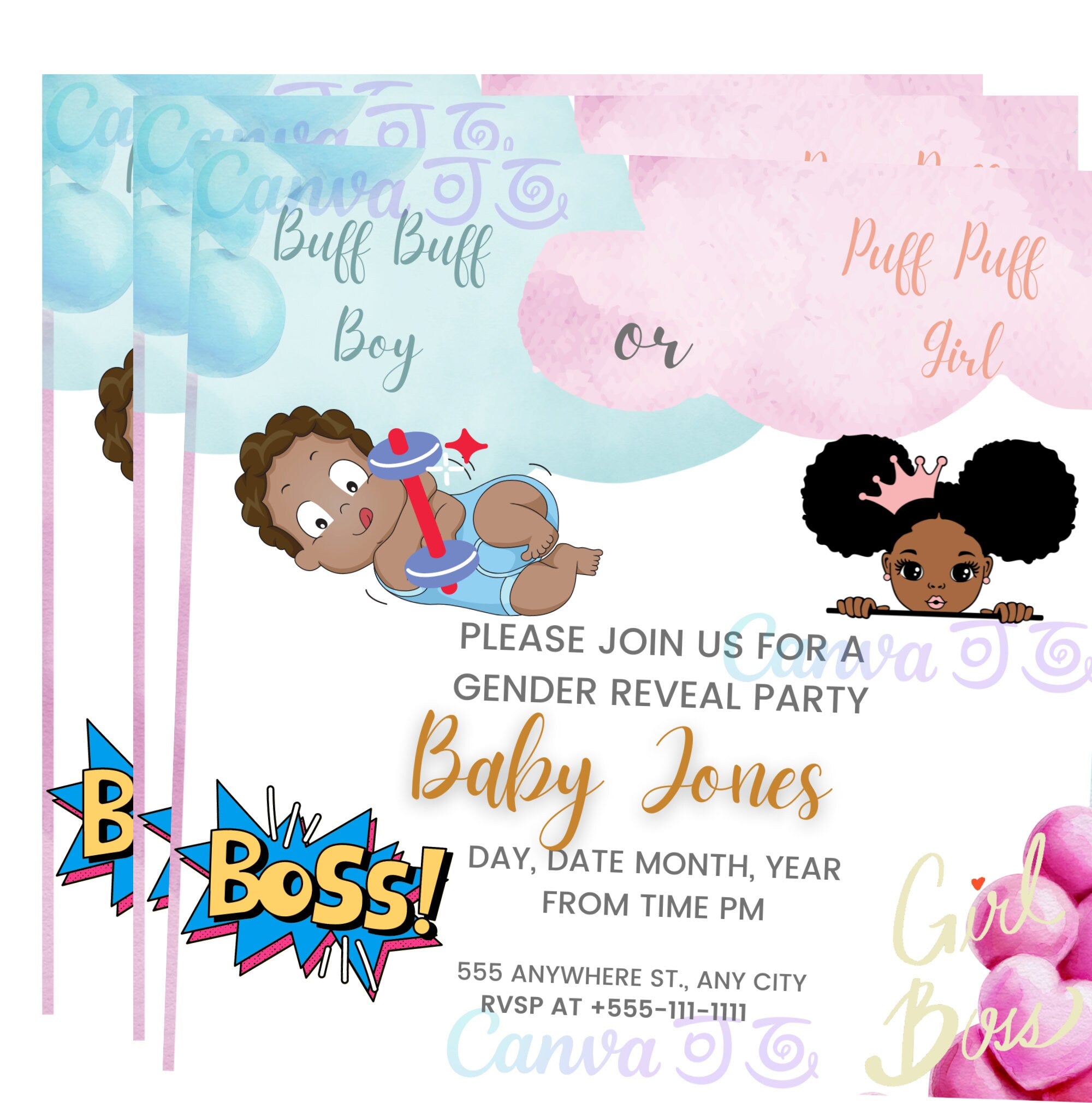 E-Vite Animated Social Media Invitation, Virtual, Gender Reveal Invitation, Boy or Girl flyer, Baby Invitation