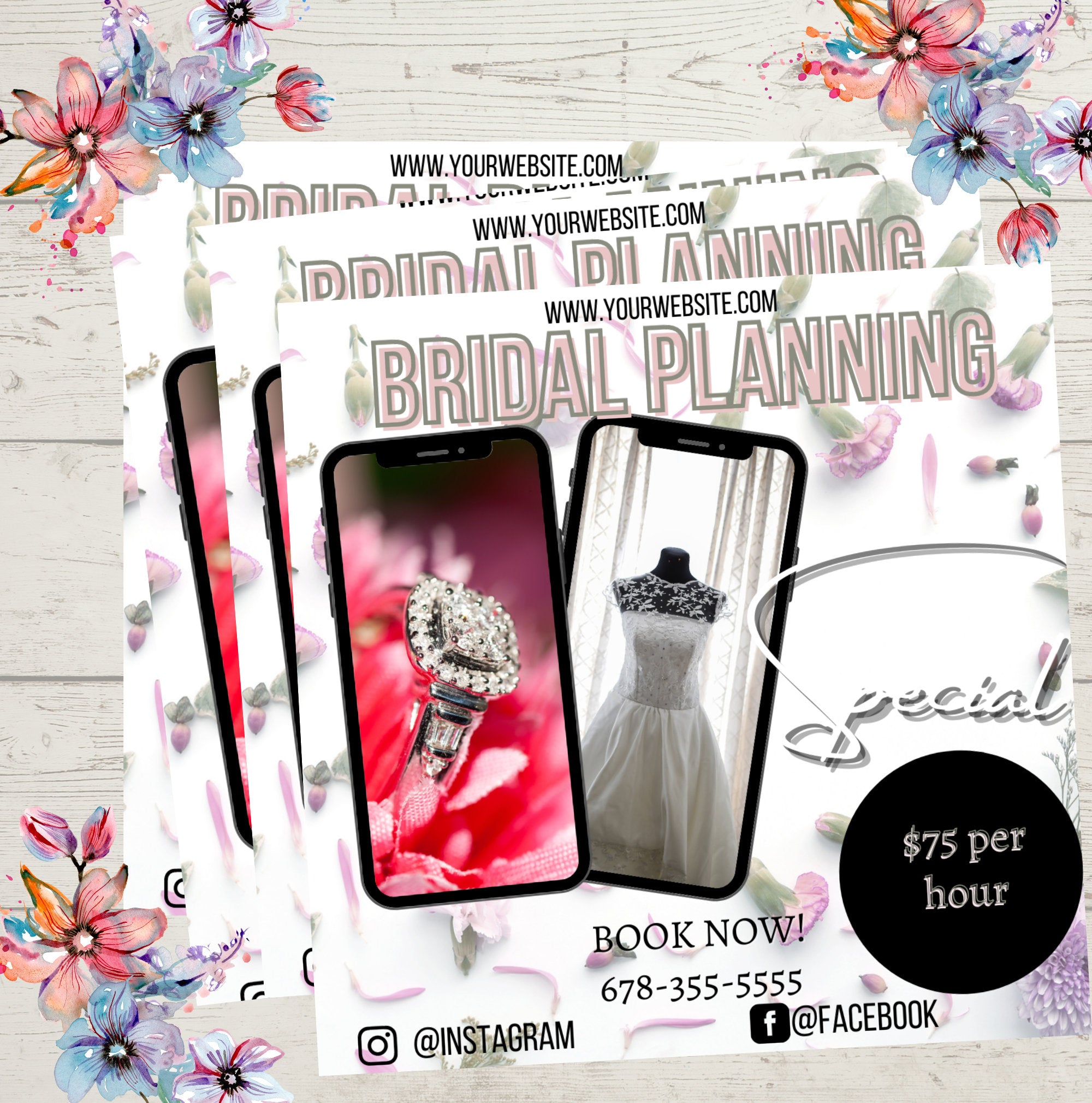 Wedding Planning Flyer, Bridal Flyer, Happy Hour, Celebration, Social Media Flyer, Planning Flyer, Website flyer