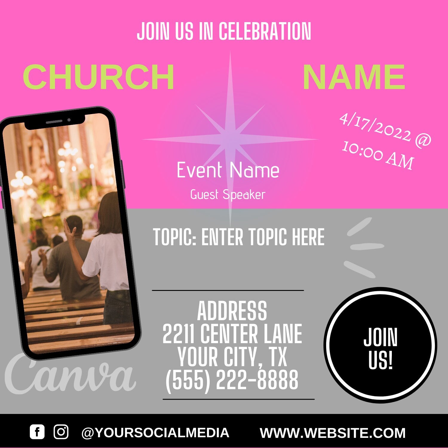 Church Event Flyer, Easter Sunday Flyer, Easter Play Flyer,  Edit with Canva