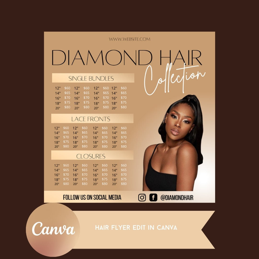 Diamond Hair Flyer with suggested price lists