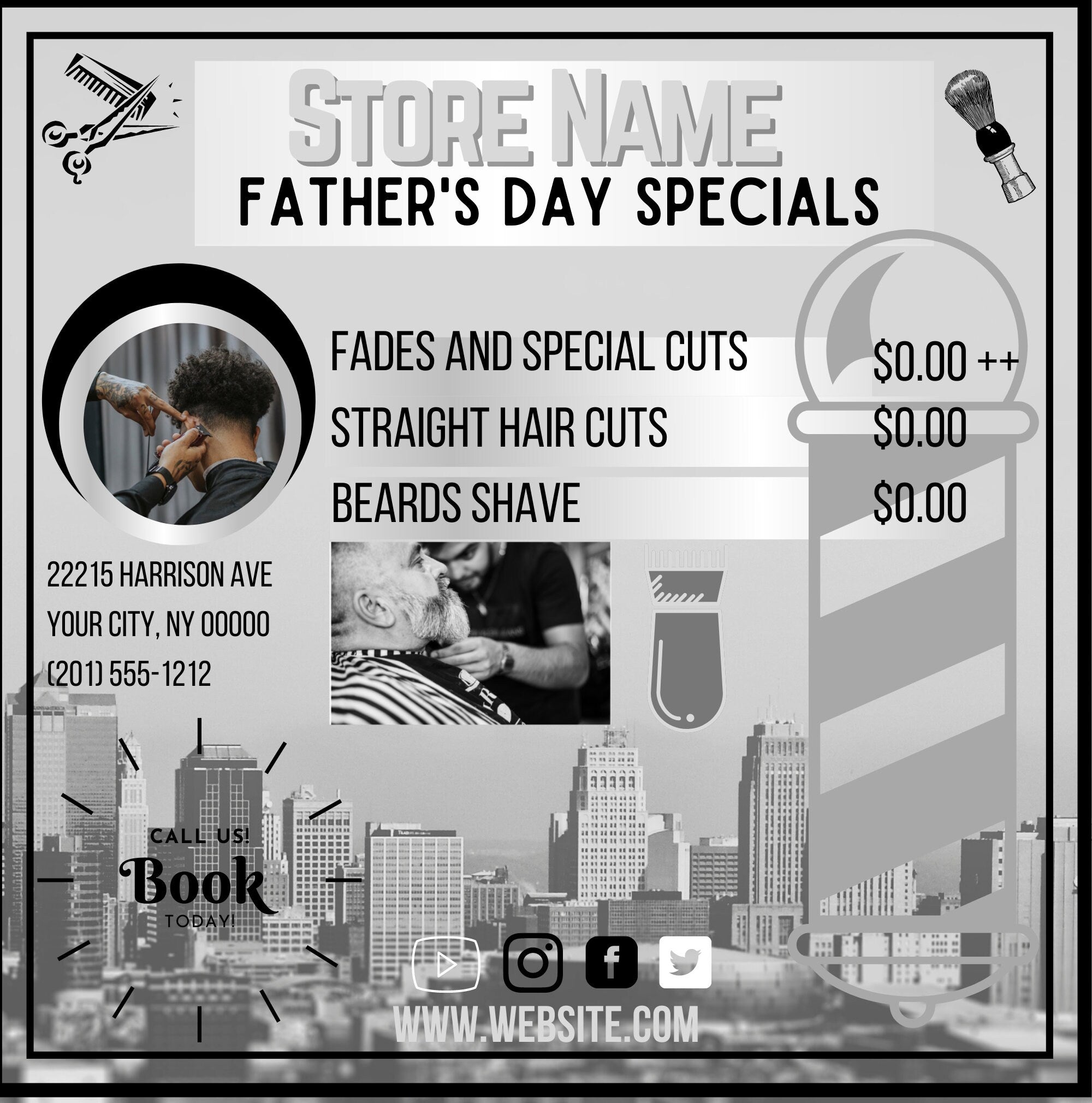 Barber Special, Digital Download, Client Flyer, Business Flyer, Template, Shop Flyer
