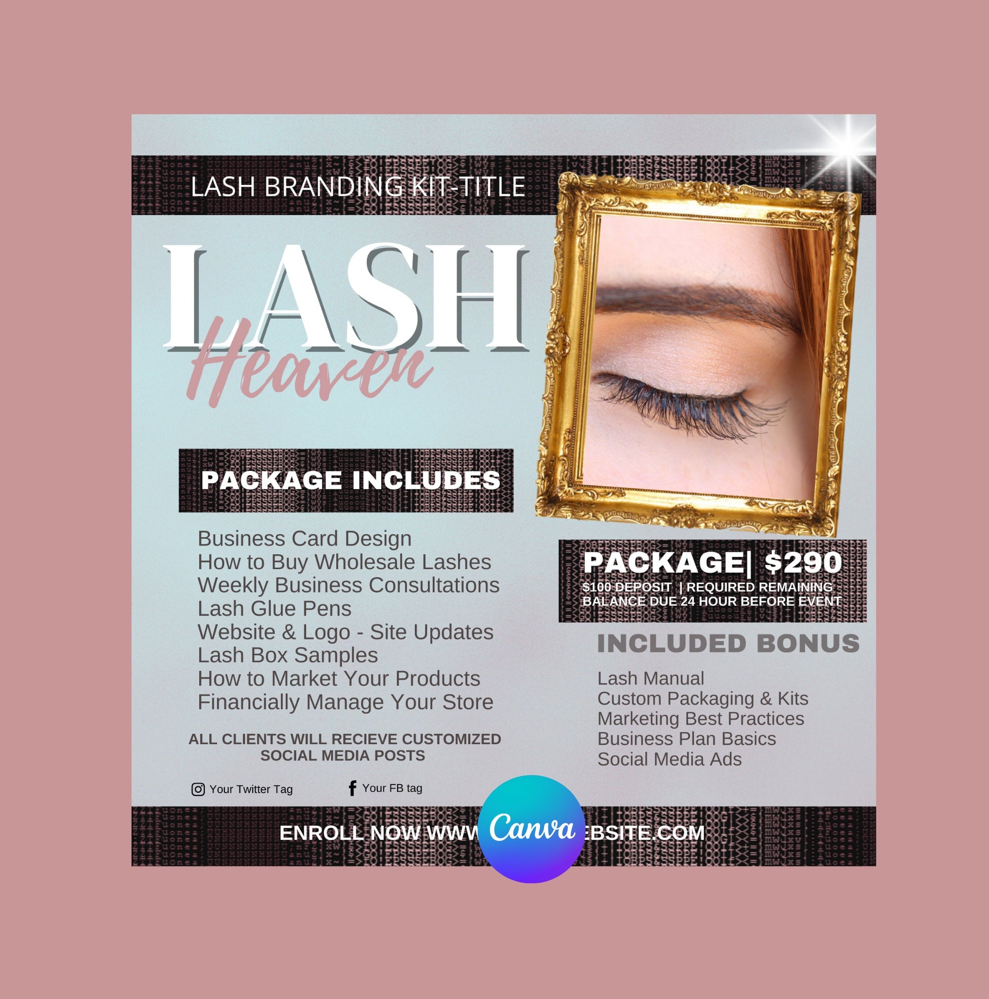 Lash-Brow Flyer Template Digital Download  Edit in Canva