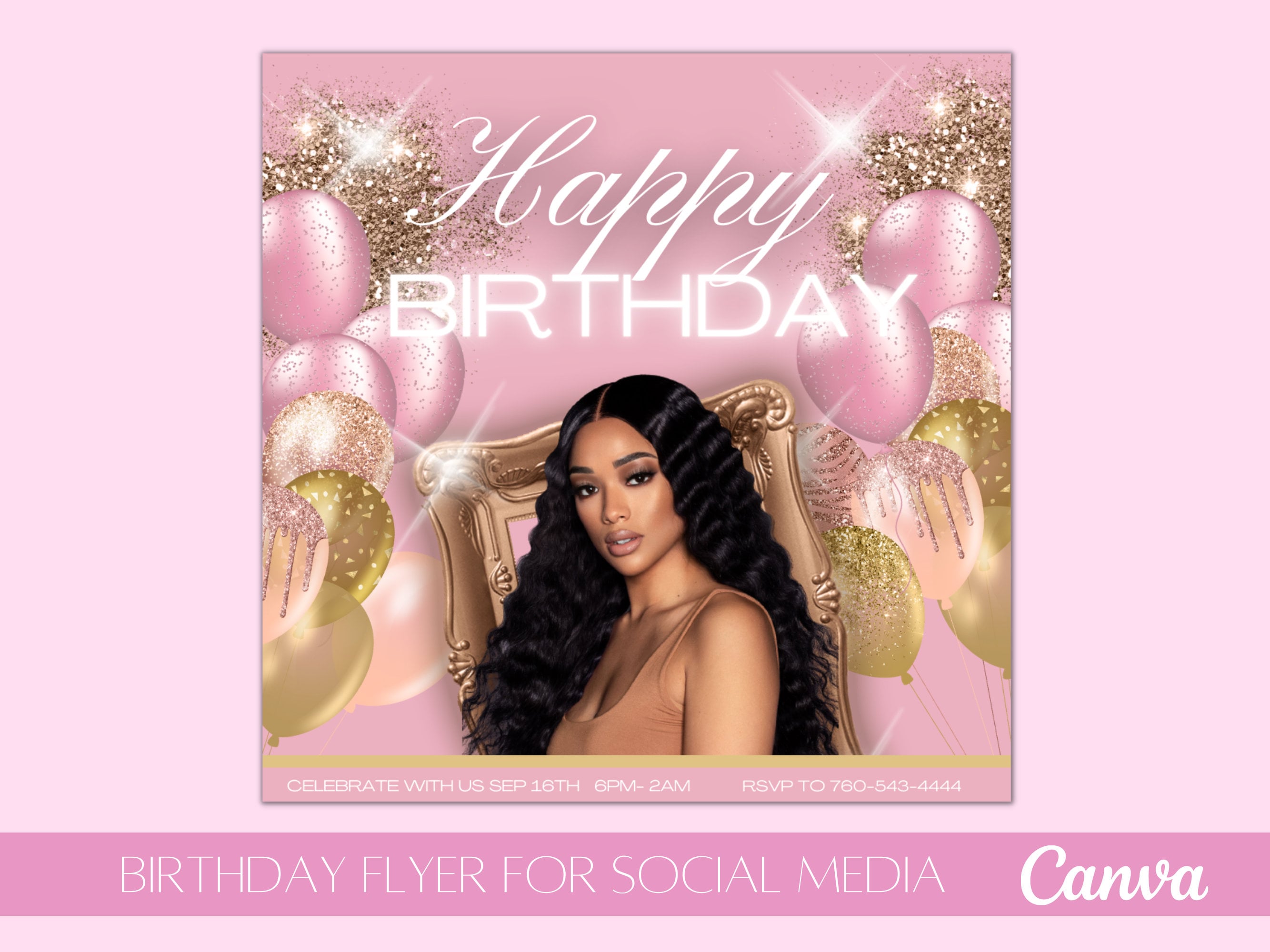 Birthday Flyer, Birthday Glam, Birthday template, Birthday Girl, Beauty Flyer, CEO Birthday, Editable Flyer, DIY Flyer, Pro Flyer, Birthday