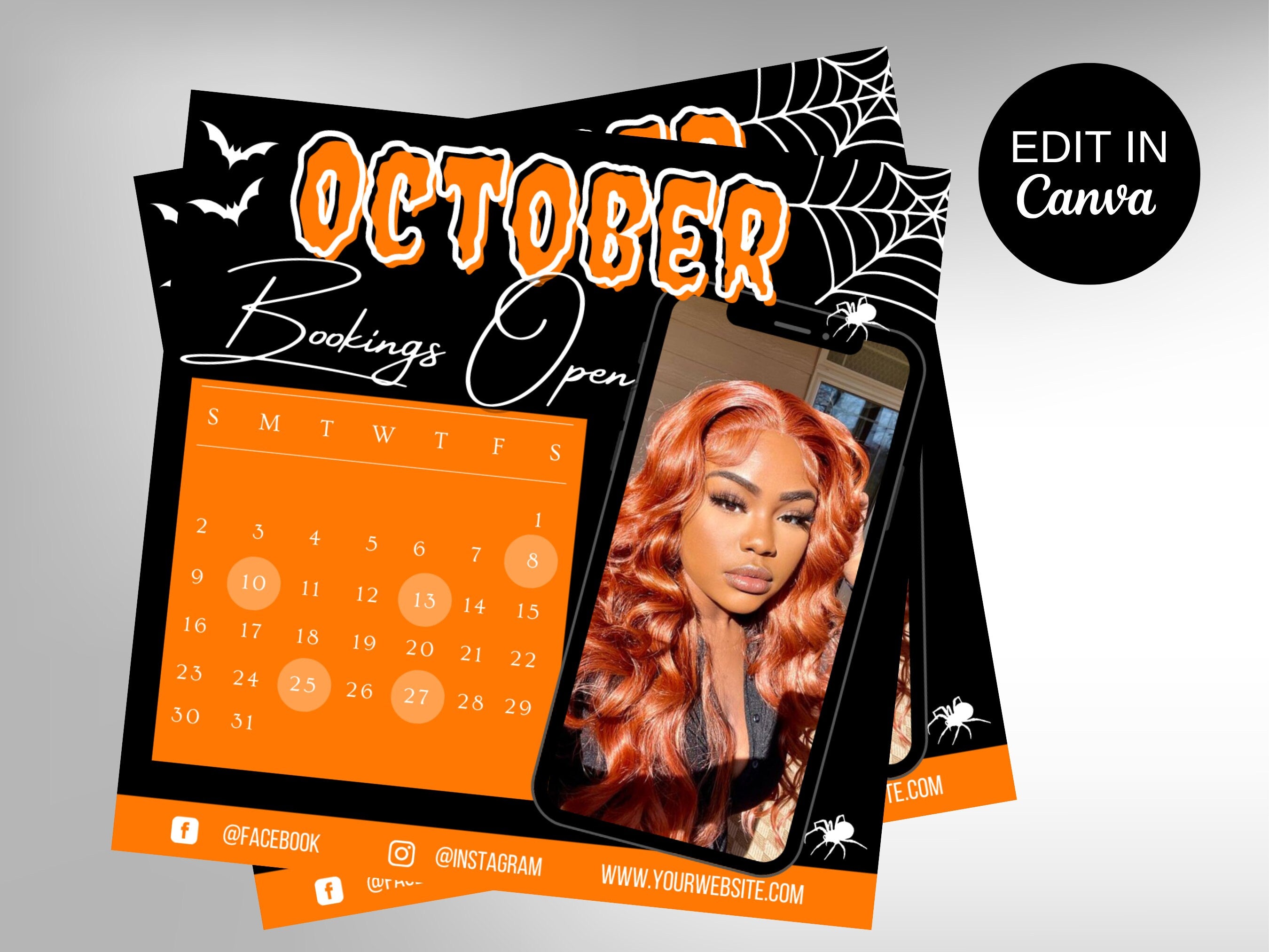 Halloween Sale Flyer, October Flyer, Hair Flyer, Digital Fall Flyer, Fall Flyer, Halloween, Beauty flyer, Booking Flyer, Hair Booking,