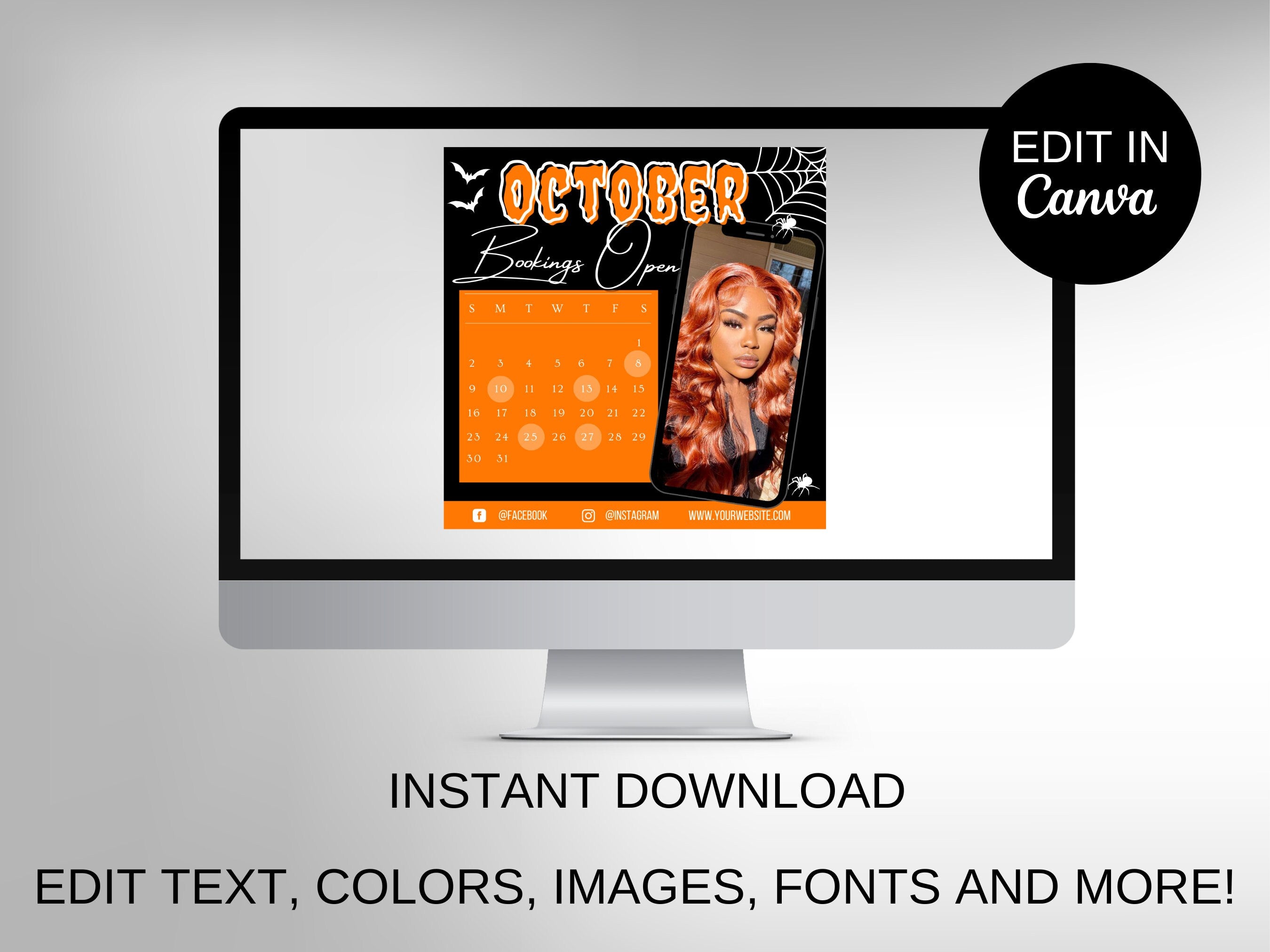 Halloween Sale Flyer, October Flyer, Hair Flyer, Digital Fall Flyer, Fall Flyer, Halloween, Beauty flyer, Booking Flyer, Hair Booking,