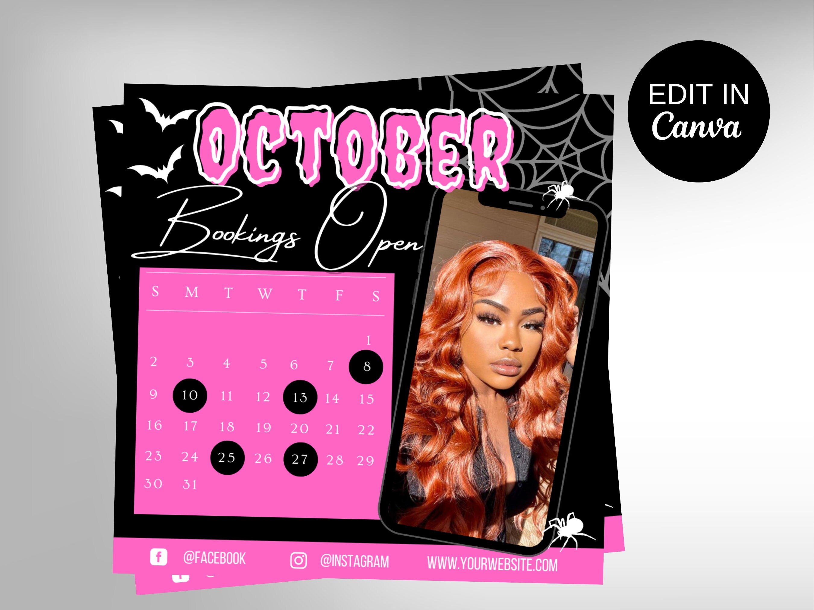 Halloween Sale Flyer, October Flyer, Hair Flyer, Digital Fall Flyer, Fall Flyer, Halloween, Beauty flyer, Booking Flyer, Hair Booking, Fall