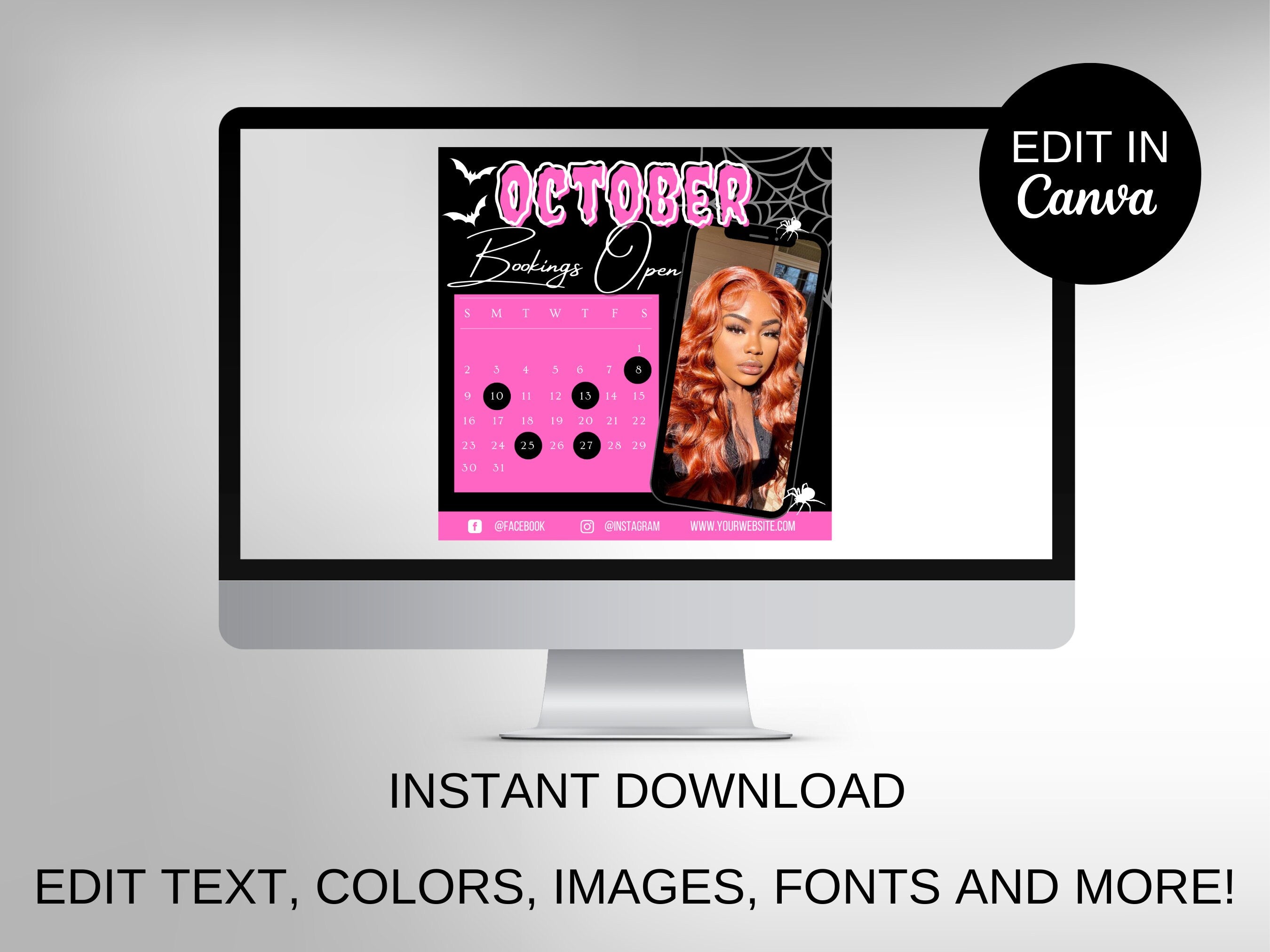 Halloween Sale Flyer, October Flyer, Hair Flyer, Digital Fall Flyer, Fall Flyer, Halloween, Beauty flyer, Booking Flyer, Hair Booking, Fall