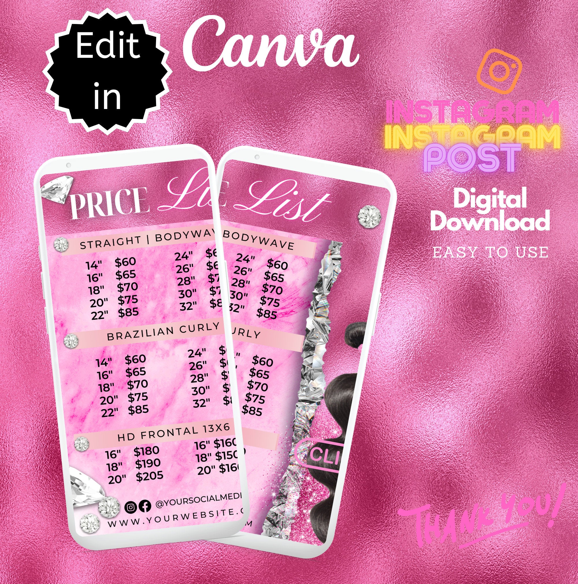 Price List Hair Bundles Hair Flyer , Template , Beauty Flyer, Diy , Wig Flyer, Pricelist Flyer, Hair Flyer - Edit with Canva