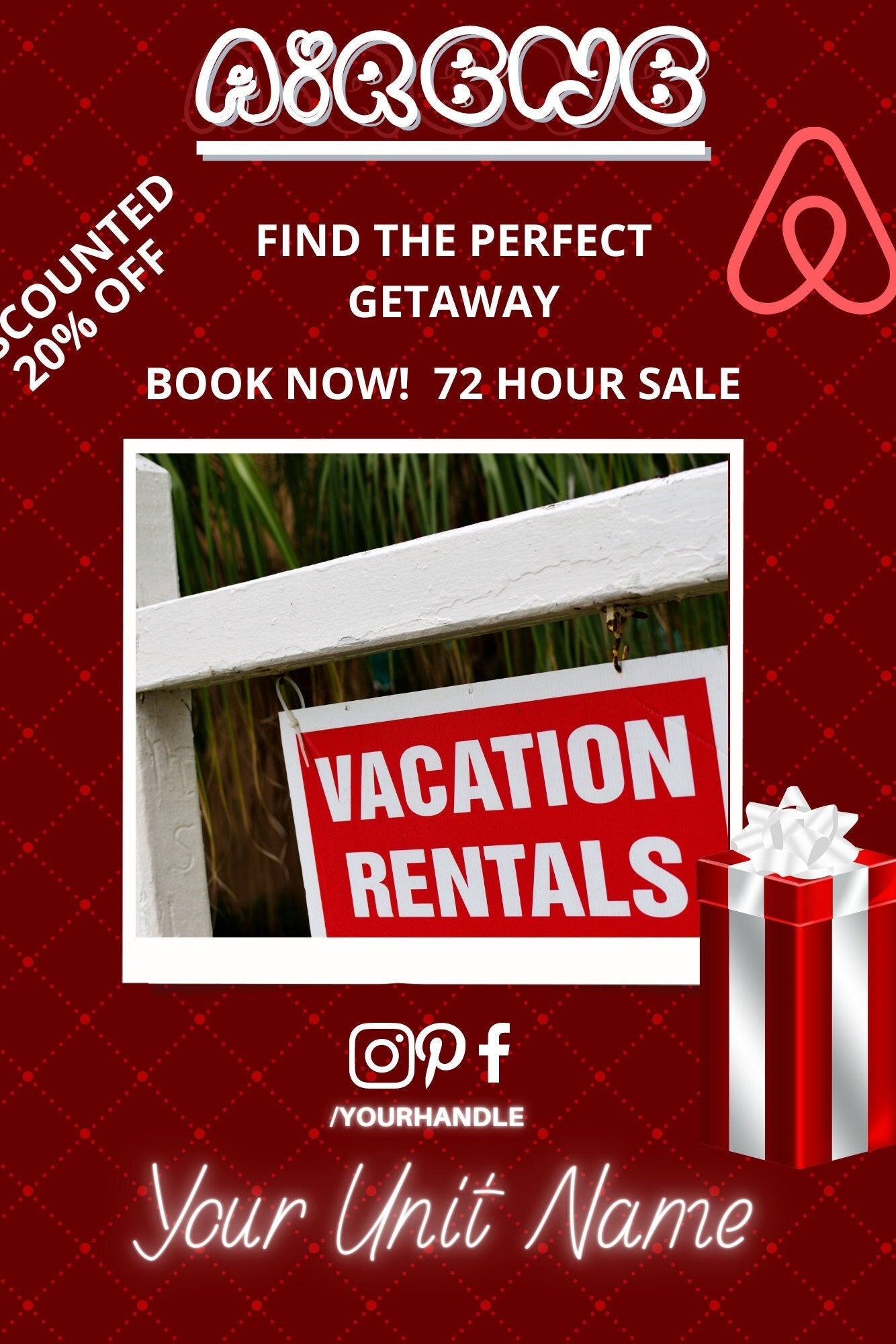 Christmas Vacation, Event location, Party Event, Vacation Rental Flyer, Airbnb Flyer, Social Media Posts Instagram, Editable Flyer DIY