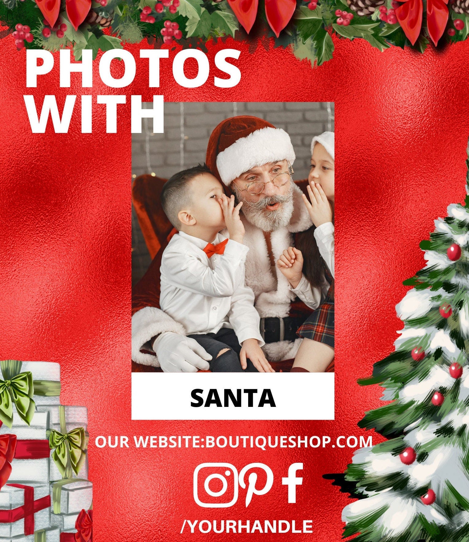 Photos with Santa Event, Black Friday, Mall Flyer, Christmas Flyer, Santa Flyer, Social Media Posts Instagram