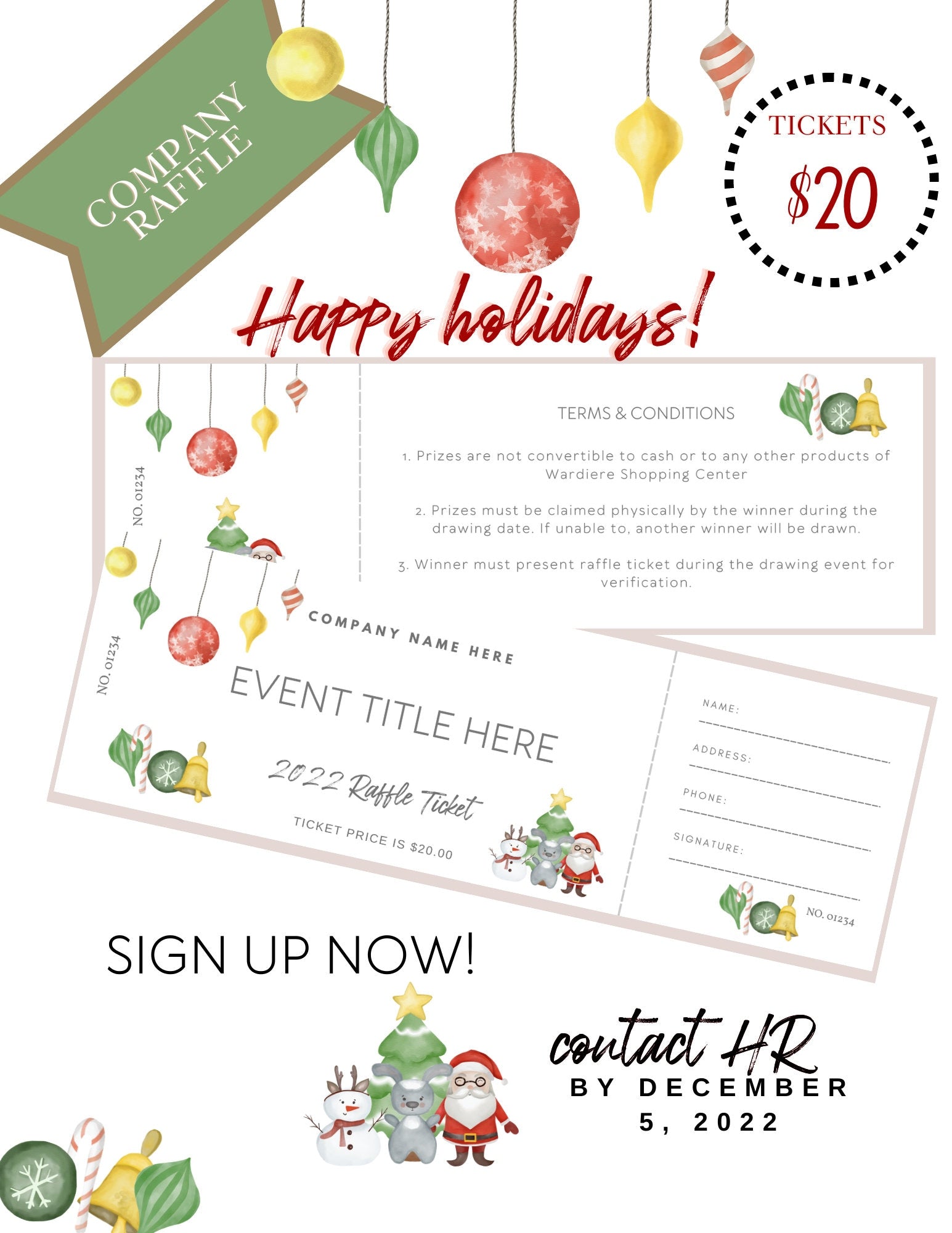 RAFFLE Ticket Template, Bonus!! Bonus Event Flyer included, Fundraiser, Company Party, Digital Download, DIY