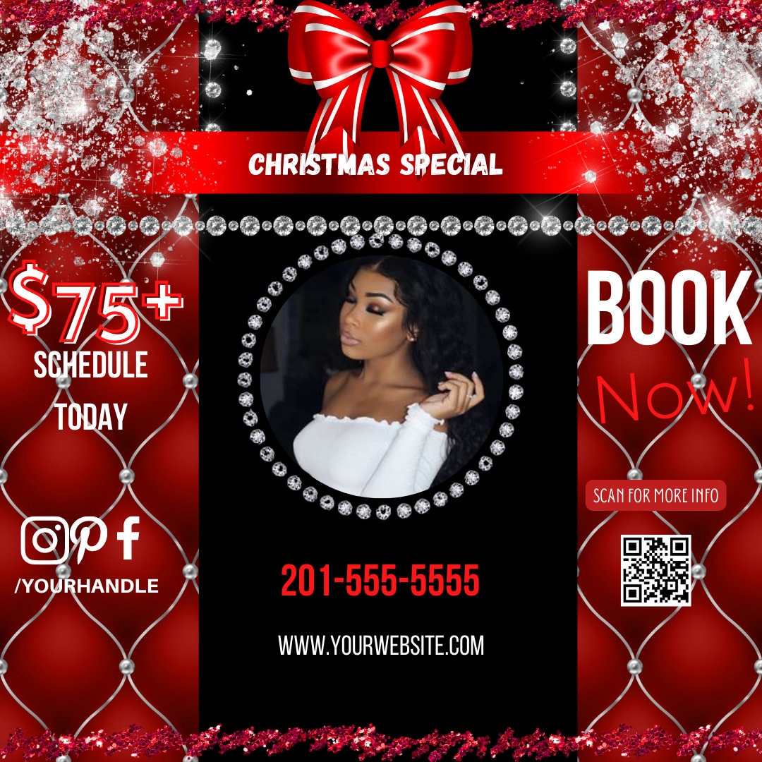 Hair Flyer, Holiday Template, Book Now! Christmas Flyer, Template, DIY, Xmas Flyer, Digital Download, Holiday Flyer