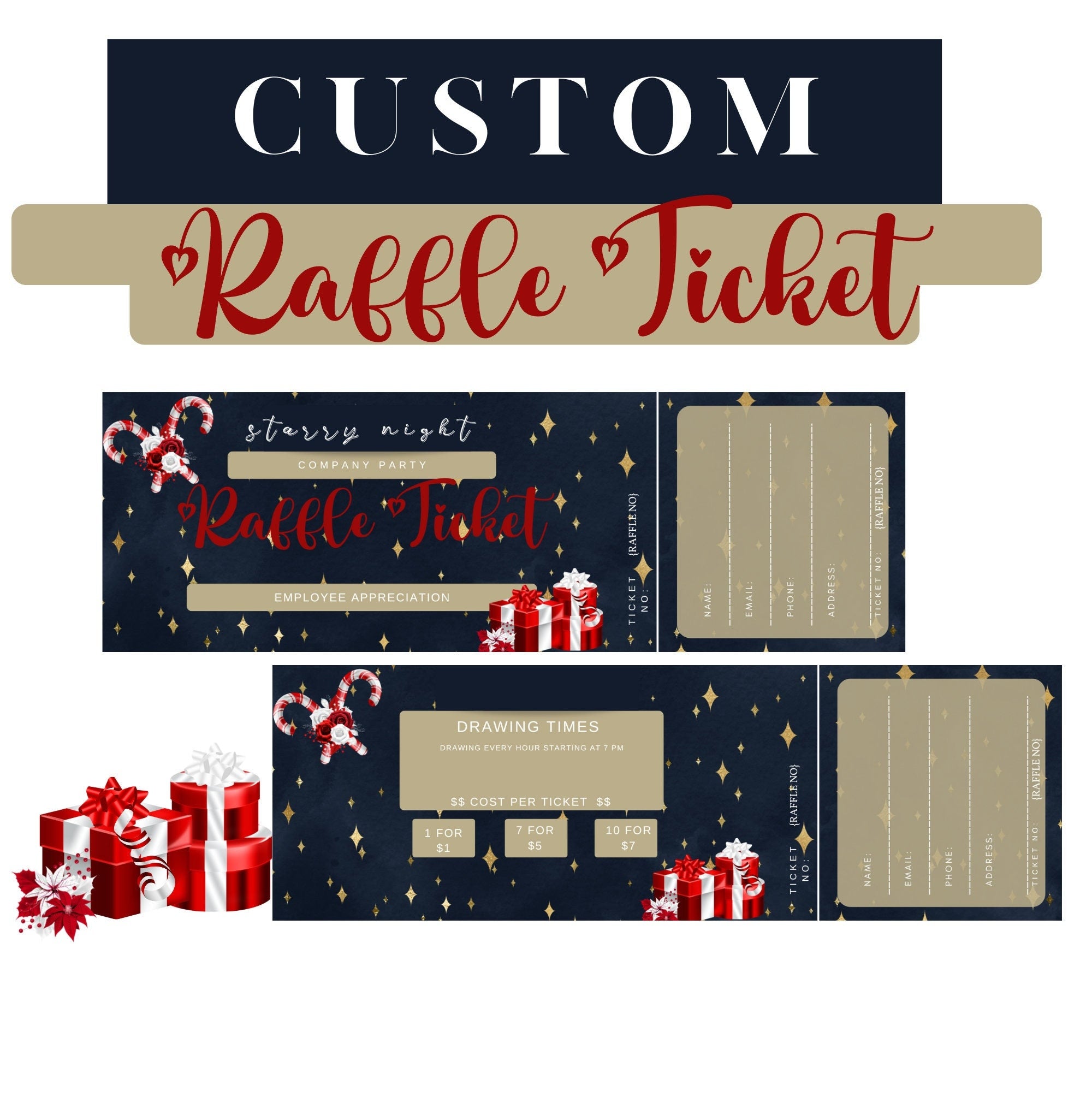 CUSTOM Raffle Ticket, Event Ticket, Fundraiser, Company Party, Digital Download W Bonus Flyer