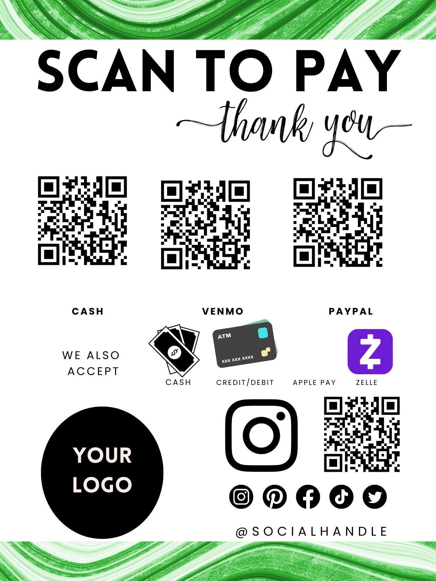 Scan to Pay Template Download Print and Frame Form Bonus QR Code Instructions Editable in Canva
