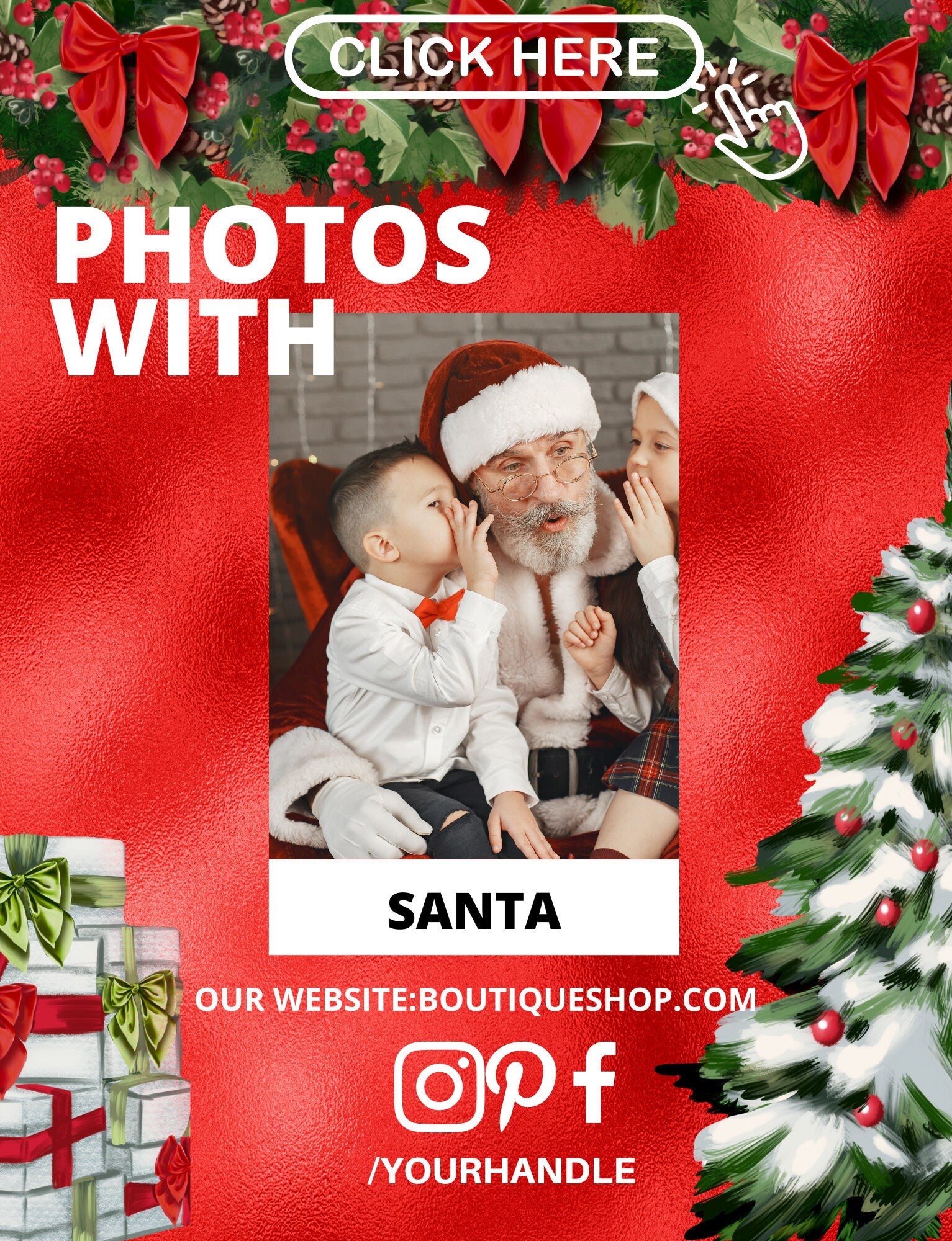 Photos with Santa Event, Black Friday, Mall Flyer, Christmas Flyer, Santa Flyer, Social Media Posts Instagram