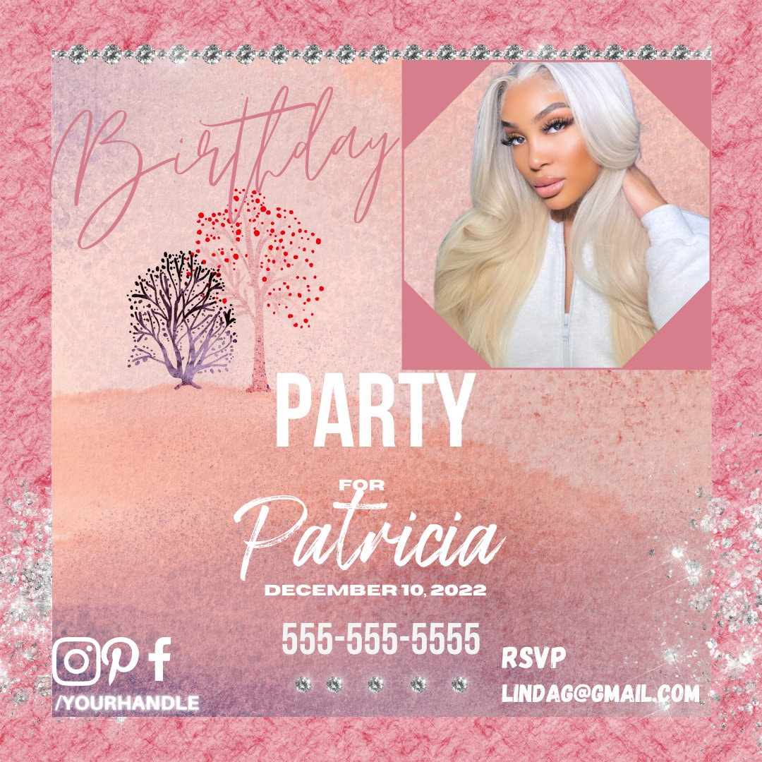 Pink Birthday,  Minimalist Birthday, Holiday Template, Christmas Flyer, Template, DIY, Xmas Flyer, Digital Download, Holiday Flyer