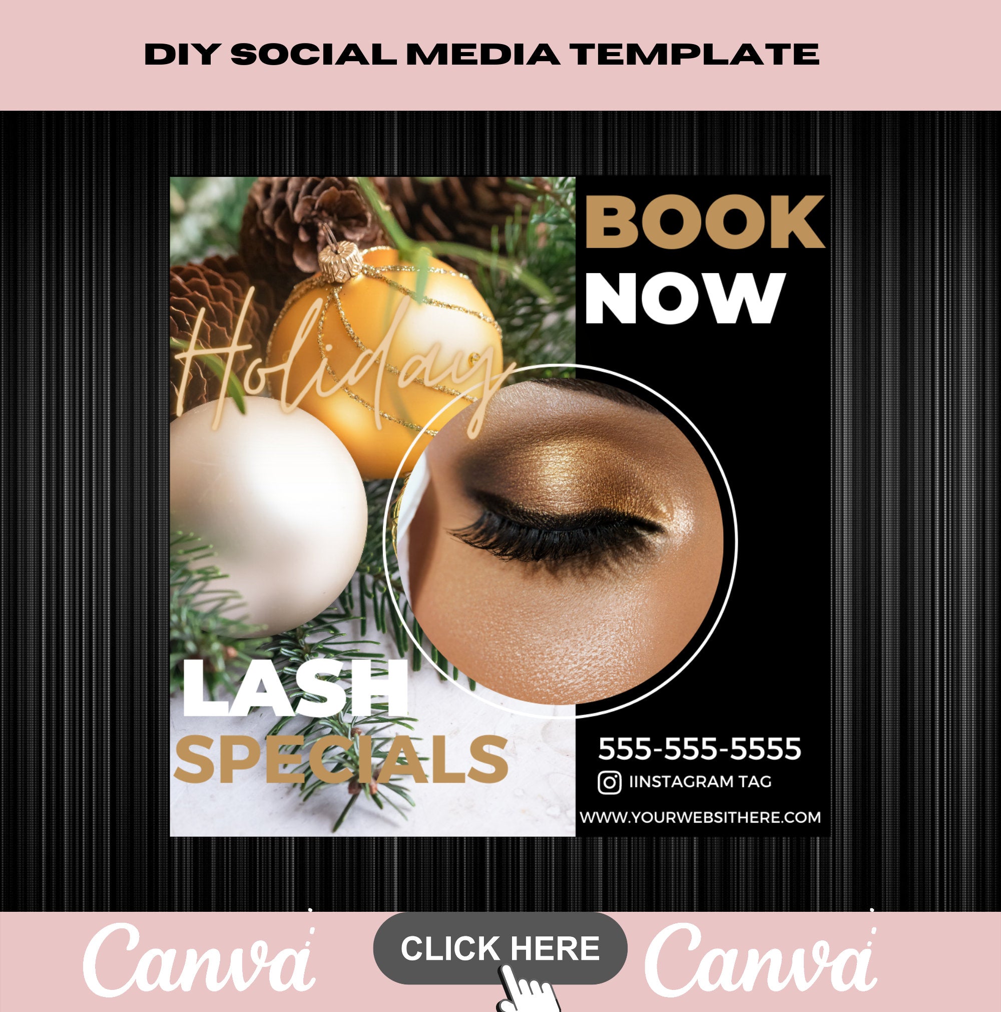 BOOK Now Holiday Lash Flyer Template, Business Post, Social Media Post, Lash Extensions, DIY Template