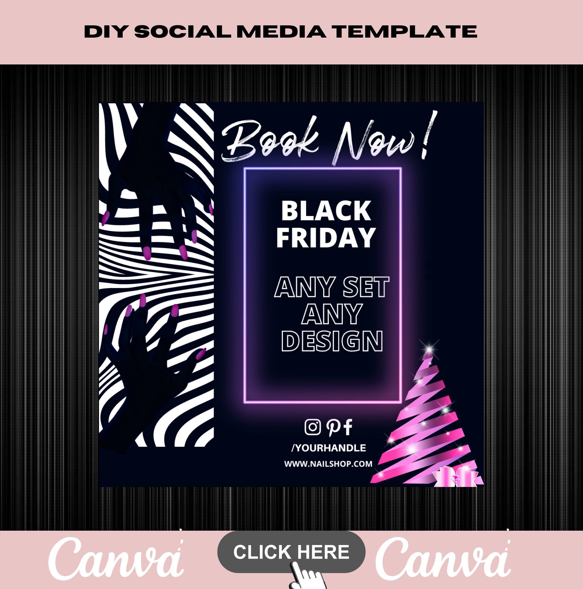 Black Friday Nail Flyer Template, Business Post, Social Media Post, Any Design Nail Flyer, Editable, Glam Nails , DIY Template