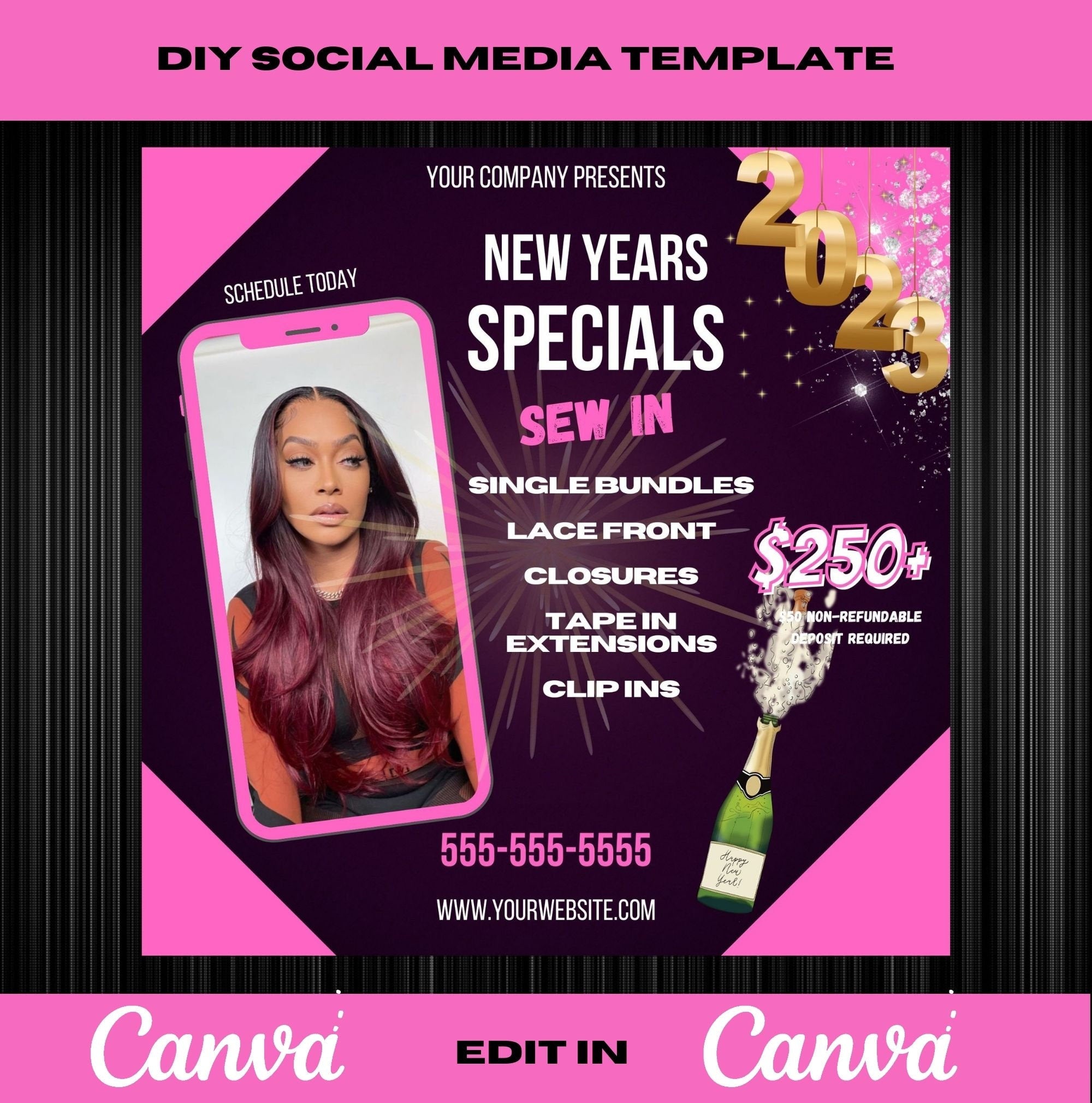 Hair Flyer, Book Now! Holiday Template, New Years Flyer, Template, DIY, Xmas Flyer, Digital Download, Holiday Flyer