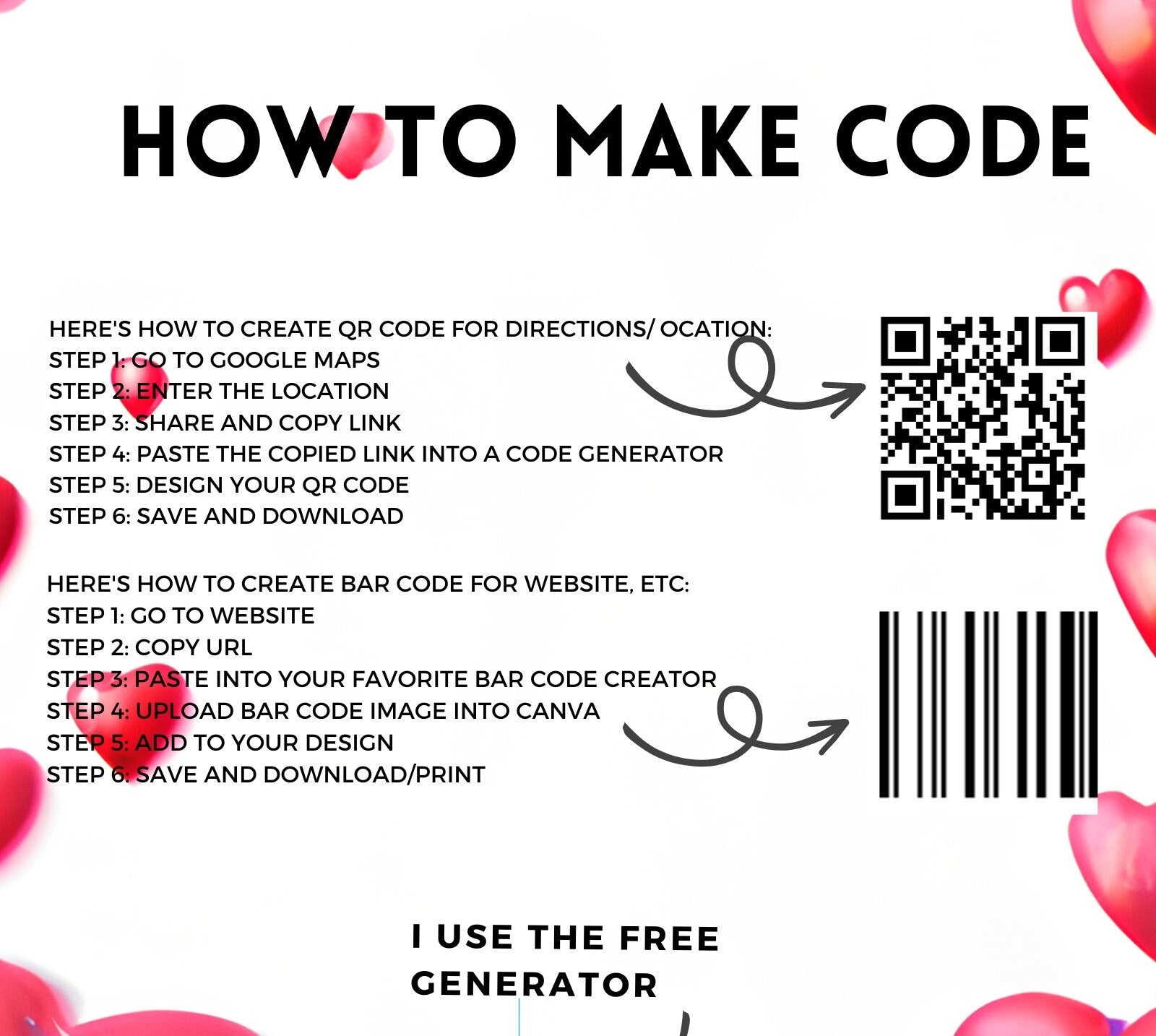 Scan to Pay Template Download Print and Frame Valentine and Bonus QR Code Instructions Editable in Canva