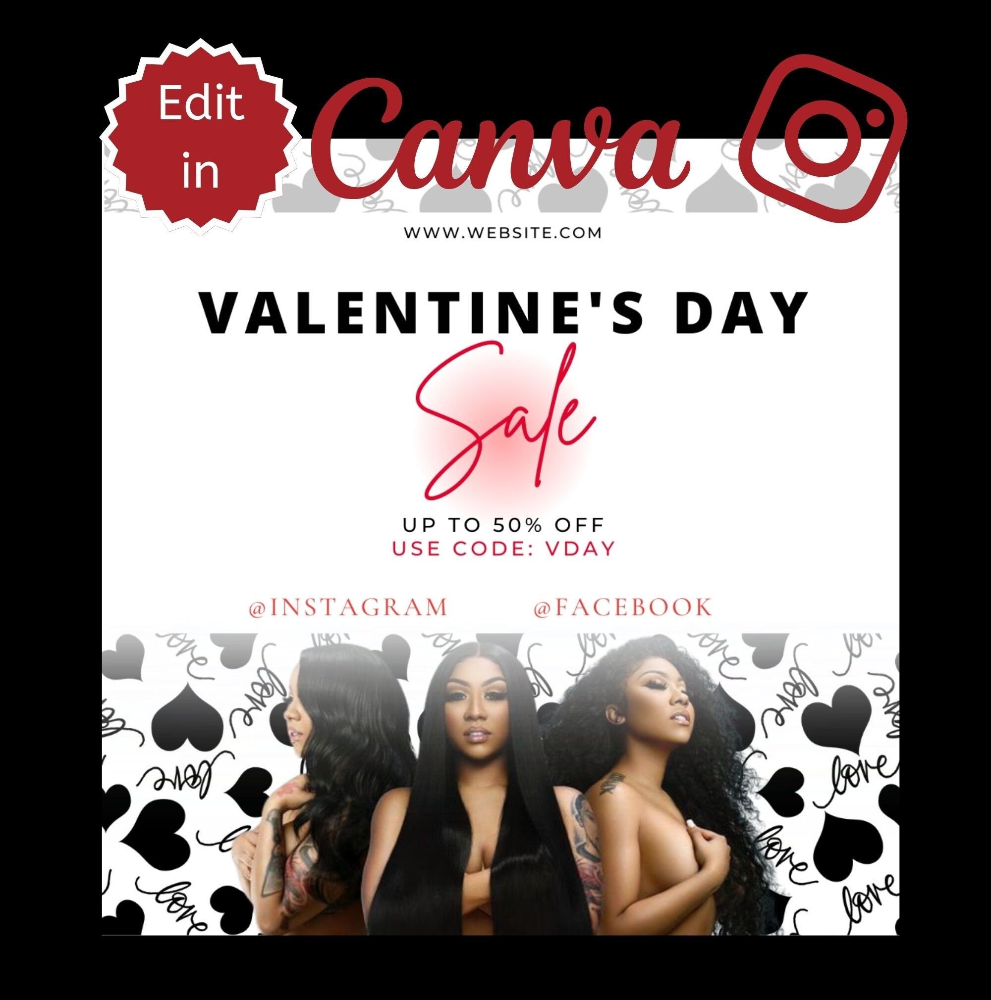 Valentine Template, Book Now, Hair Flyer, DIY,  Digital Download