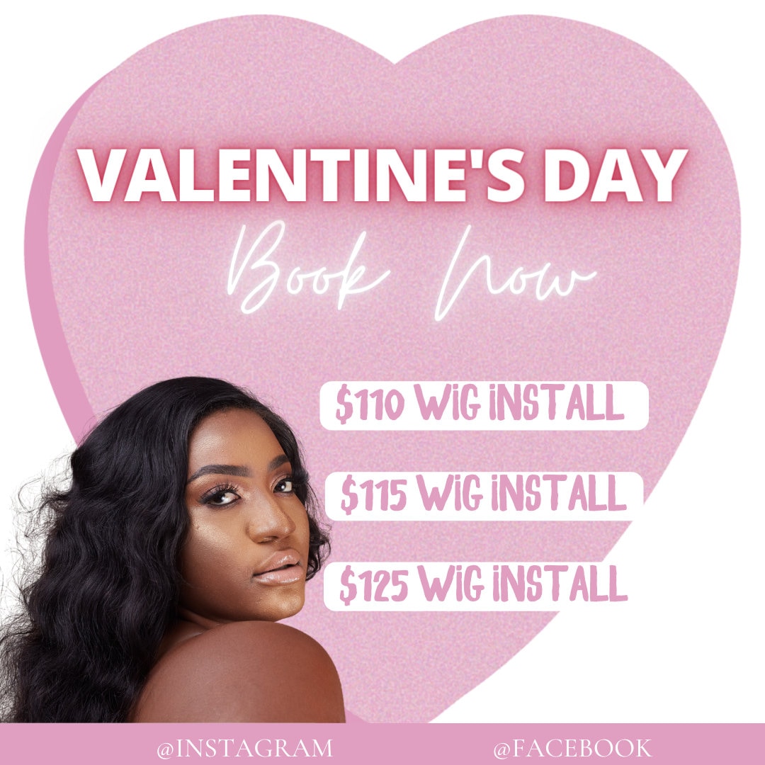 Valentine Template, Book Now, Hair Flyer, DIY,  Digital Download