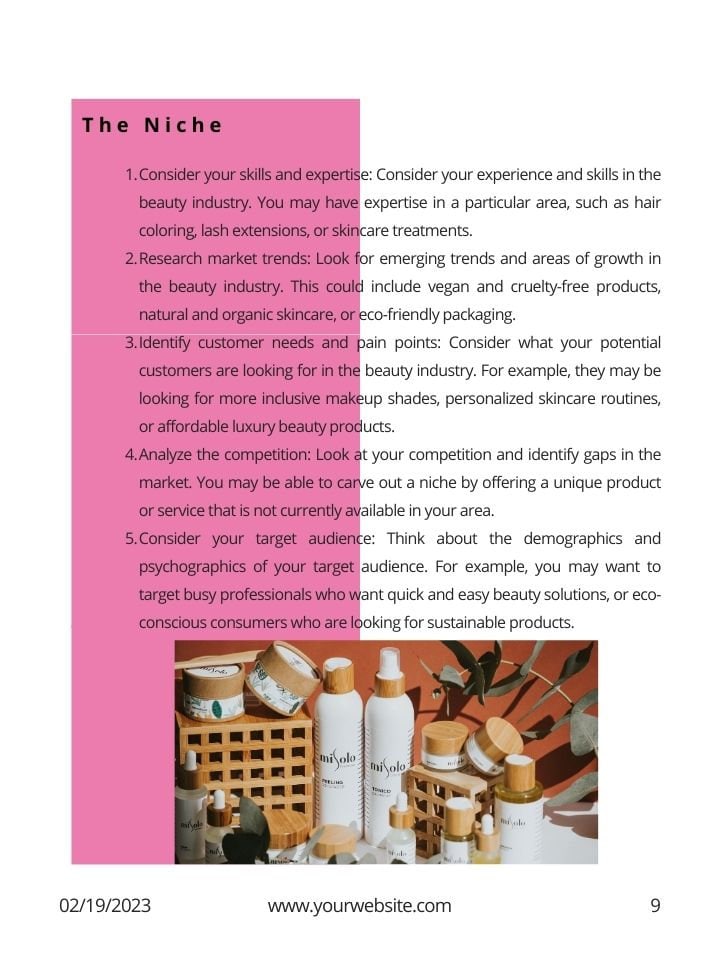 28 Page E-book  editable Template, Beauty Business, Hair Care, Makeup, Massage, Nail Shop, Boutique Shop Owner, Canva,  White Label