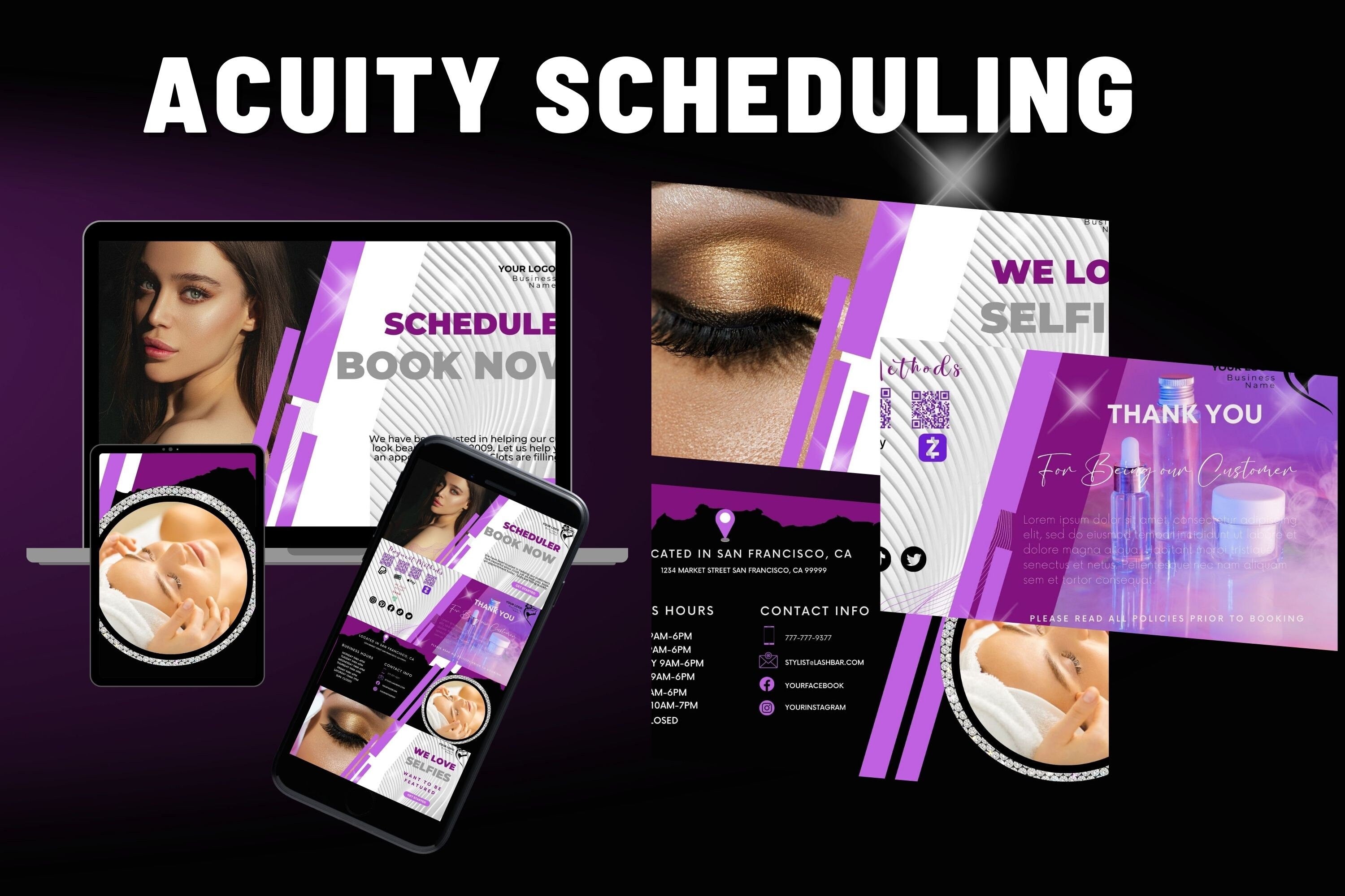 Acuity Scheduling Banner and Video Template, Flyer, Beauty Shop, Virtual Scheduling, Acuity Appointment, Website Design, Business Flyer