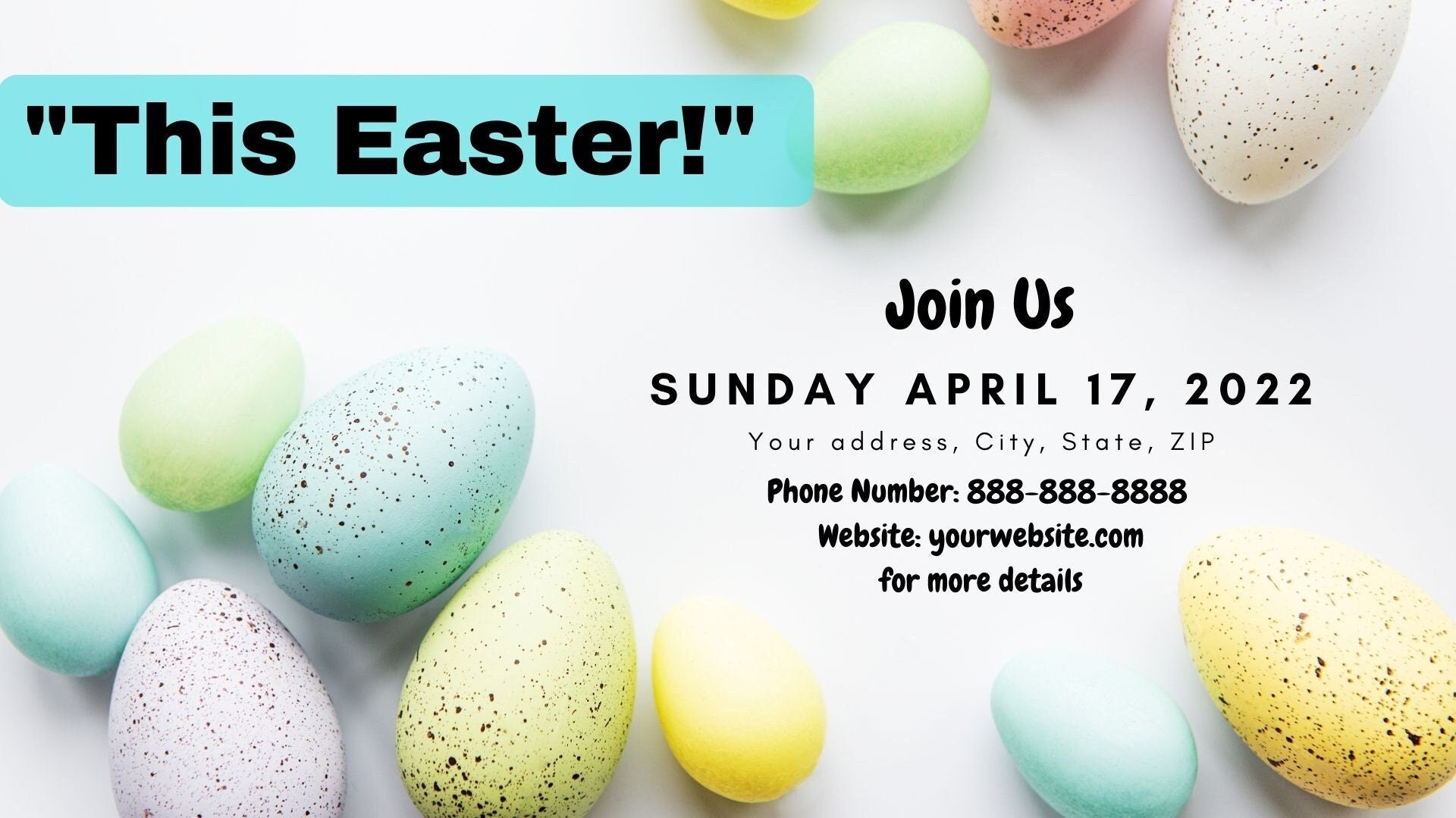 Easter Event Presentation Flyer, Easter Play Flyer, Easter Egg Hunt Flyer, Raffle- Edit with Canva