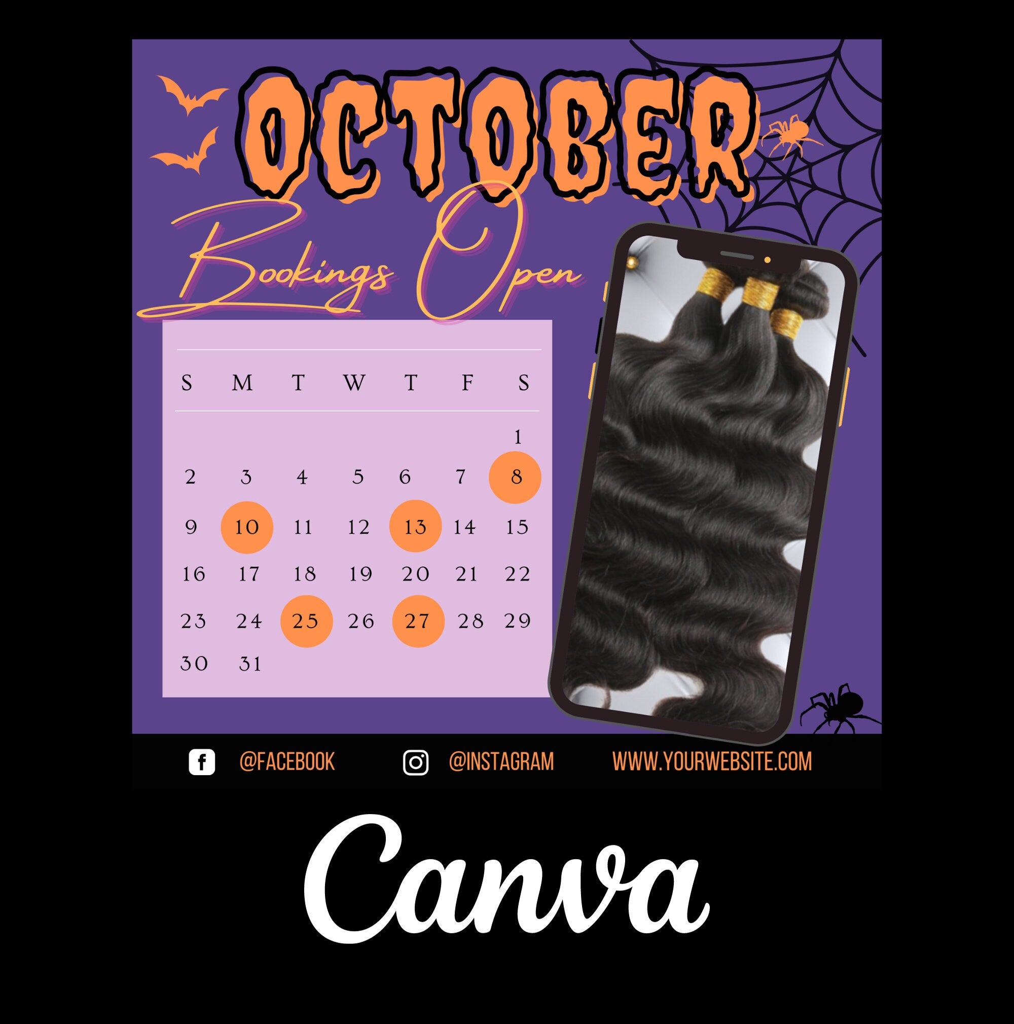 Purple Bonus Halloween Sale Flyer, October Hair Flyer, Lash Flyer, Fall Flyer, Halloween, Beauty, Booking Flyer, Digital Bundle Buy1 Get 2