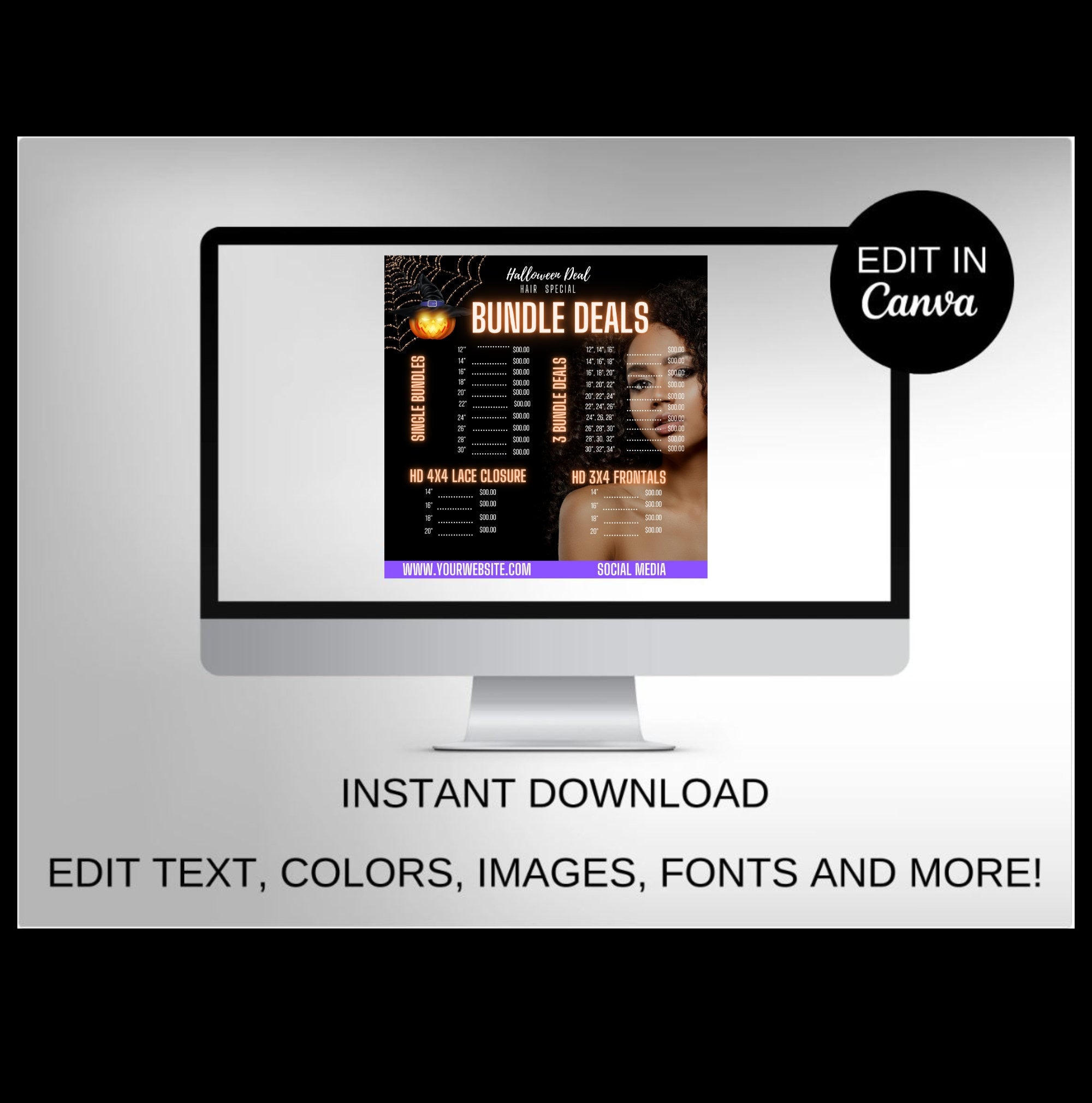 Halloween Sale Price List Flyer, October Flyer, Hair Flyer, Digital Fall Flyer, Halloween, Beauty flyer, Booking Flyer, Hair Booking