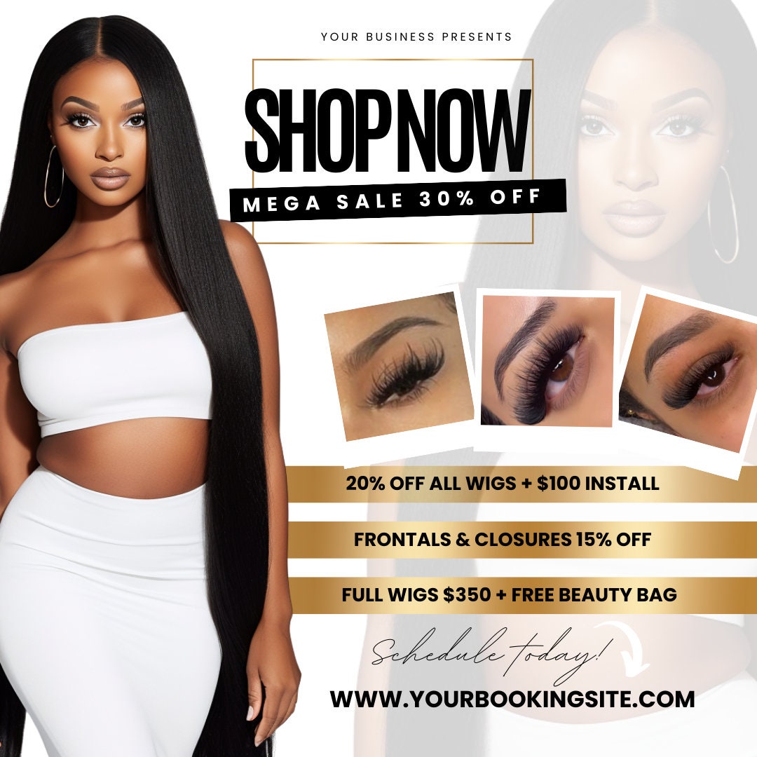 Shop Now Flyer, Digital Template, Business Owners, Beauty, Hair, Nails, Makeup, Lashbar Edit 4 Styles to choose from, Template Special