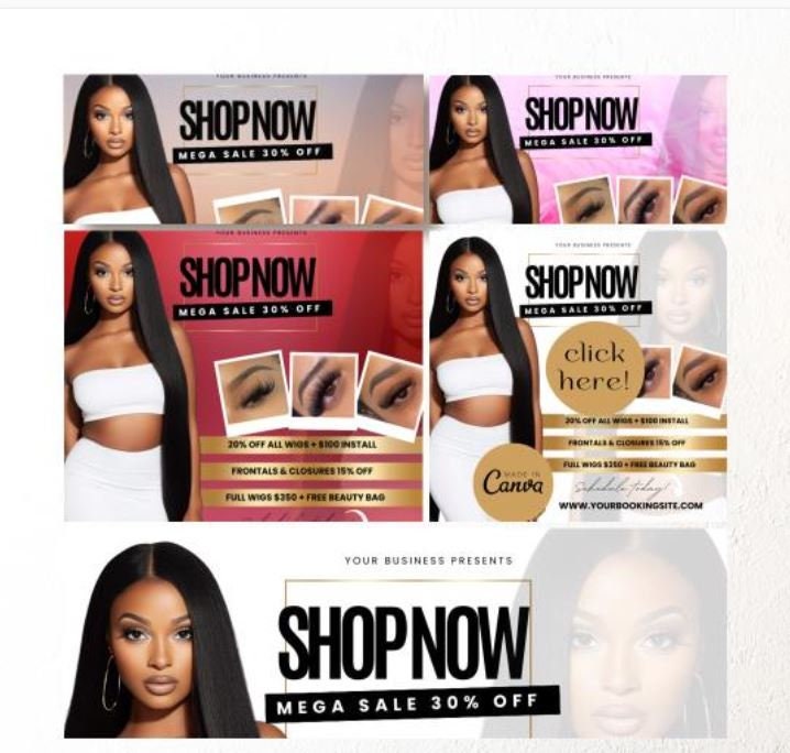 Shop Now Flyer, Digital Template, Business Owners, Beauty, Hair, Nails, Makeup, Lashbar Edit 4 Styles to choose from, Template Special