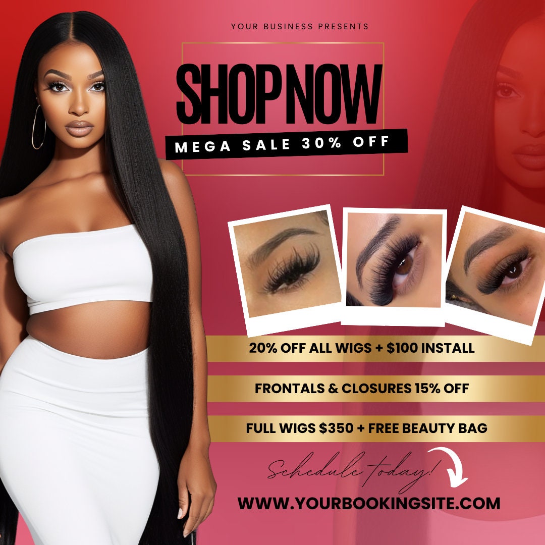 Shop Now Flyer, Digital Template, Business Owners, Beauty, Hair, Nails, Makeup, Lashbar Edit 4 Styles to choose from, Template Special