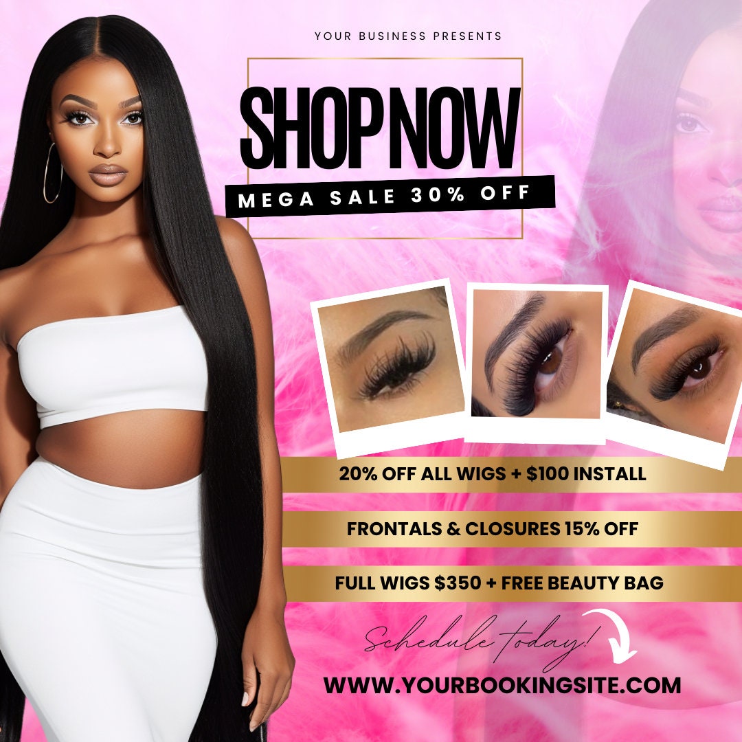 Shop Now Flyer, Digital Template, Business Owners, Beauty, Hair, Nails, Makeup, Lashbar Edit 4 Styles to choose from, Template Special