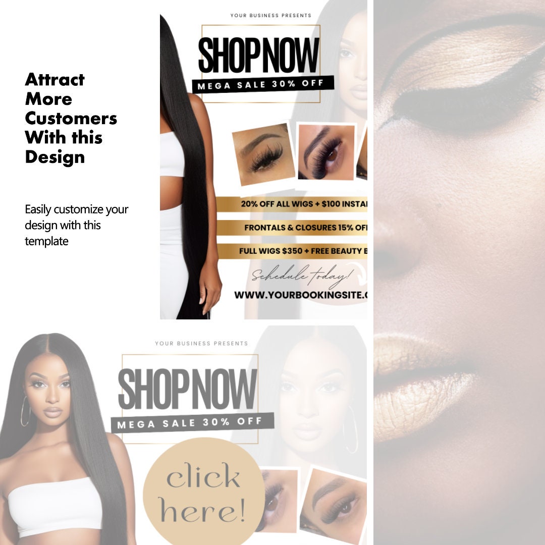 Shop Now Flyer, Digital Template, Business Owners, Beauty, Hair, Nails, Makeup, Lashbar Edit 4 Styles to choose from, Template Special