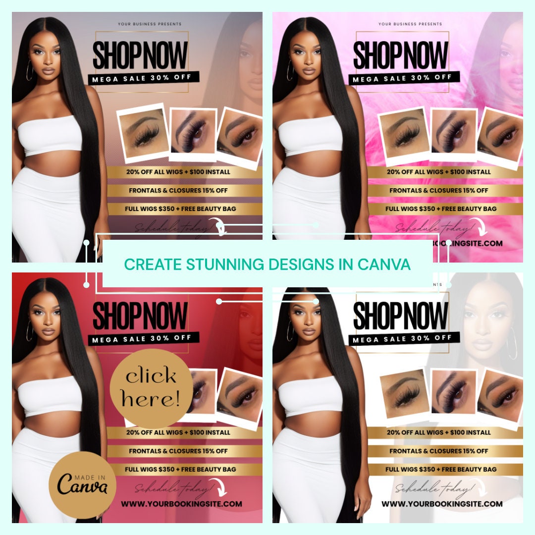 Shop Now Flyer, Digital Template, Business Owners, Beauty, Hair, Nails, Makeup, Lashbar Edit 4 Styles to choose from, Template Special