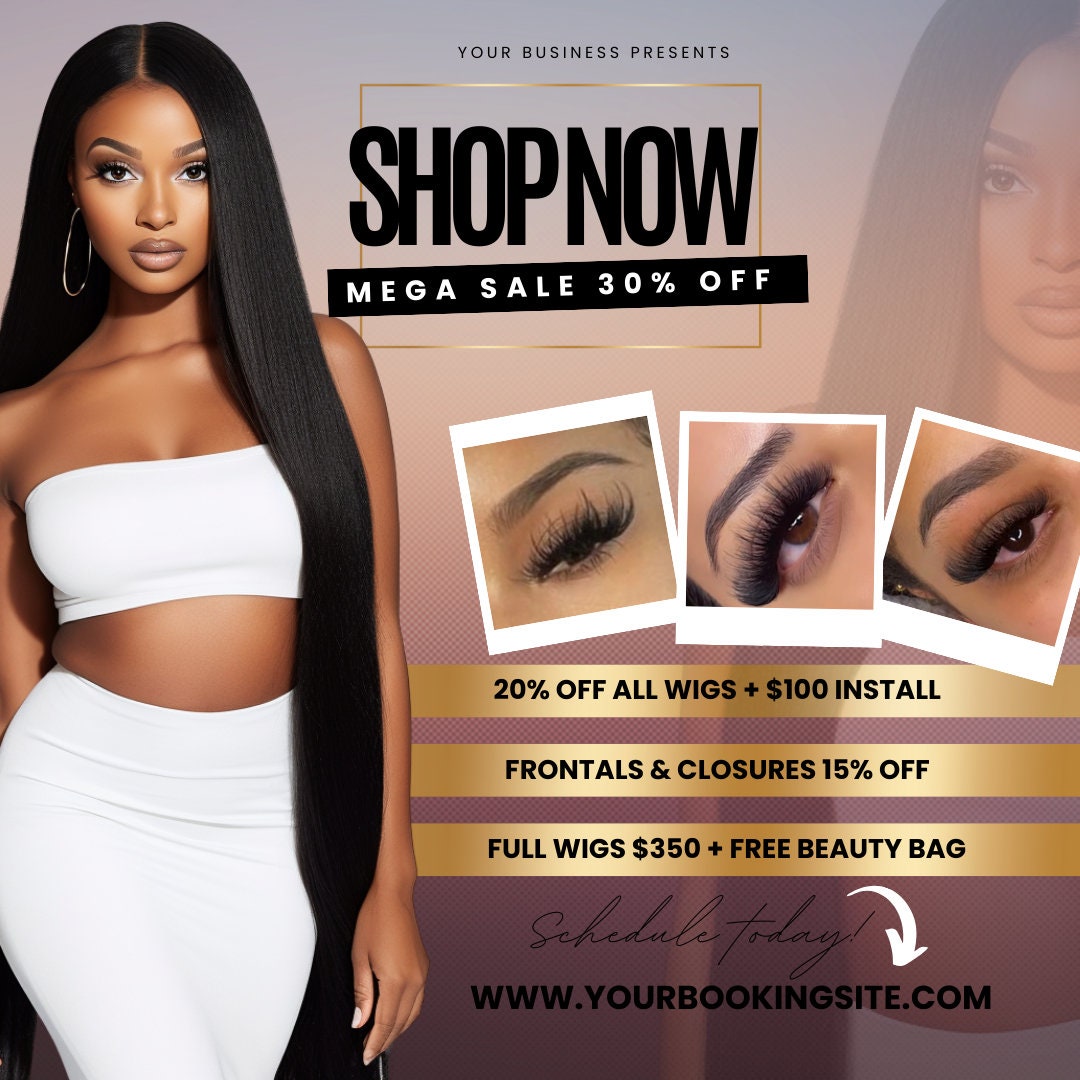 Shop Now Flyer, Digital Template, Business Owners, Beauty, Hair, Nails, Makeup, Lashbar Edit 4 Styles to choose from, Template Special